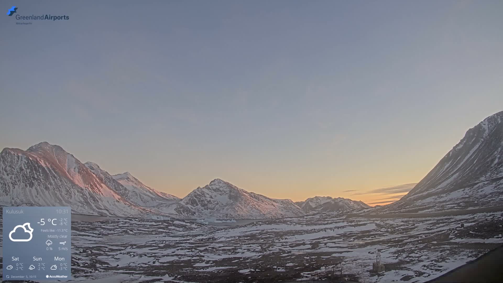 Kulusuk Airport East Towards View Live Cam  KUS / BGKK- Kulusuk, Sermersooq, Greenland, Denmark
