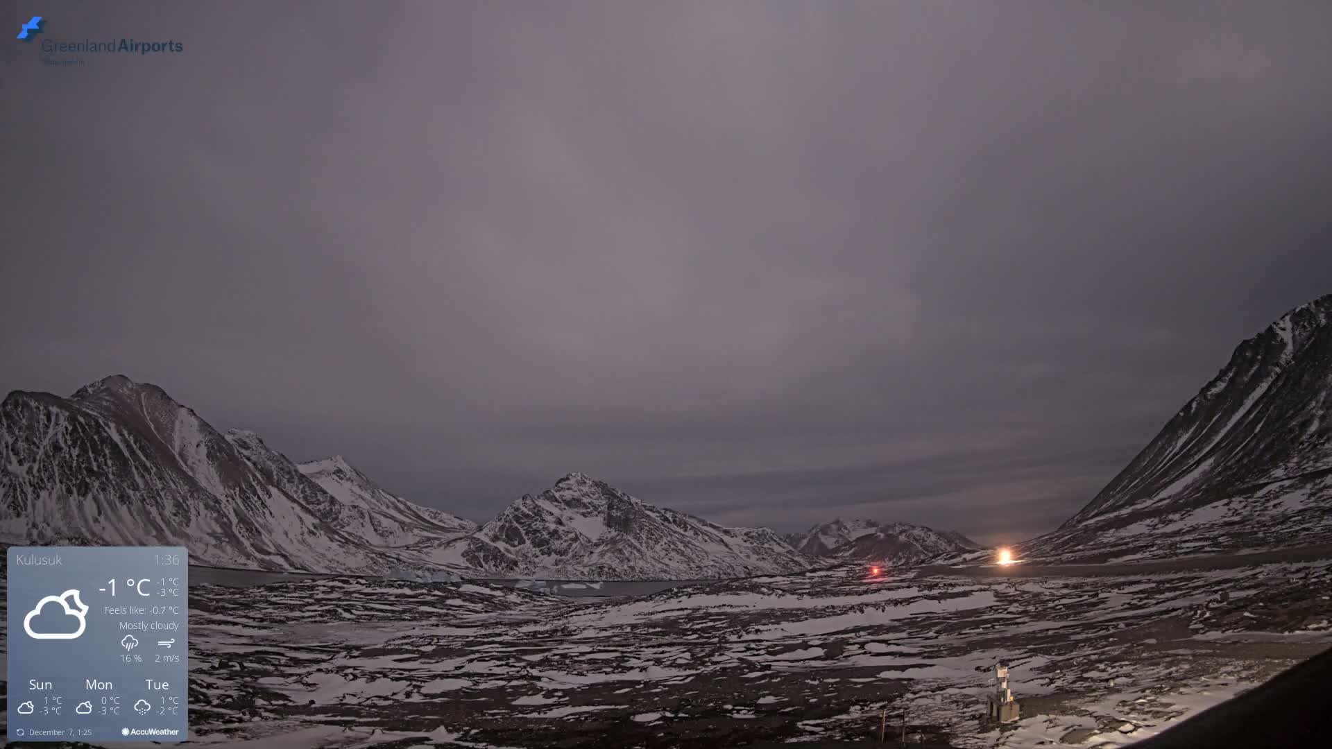Kulusuk Airport East Towards View Live Cam  KUS / BGKK- Kulusuk, Sermersooq, Greenland, Denmark