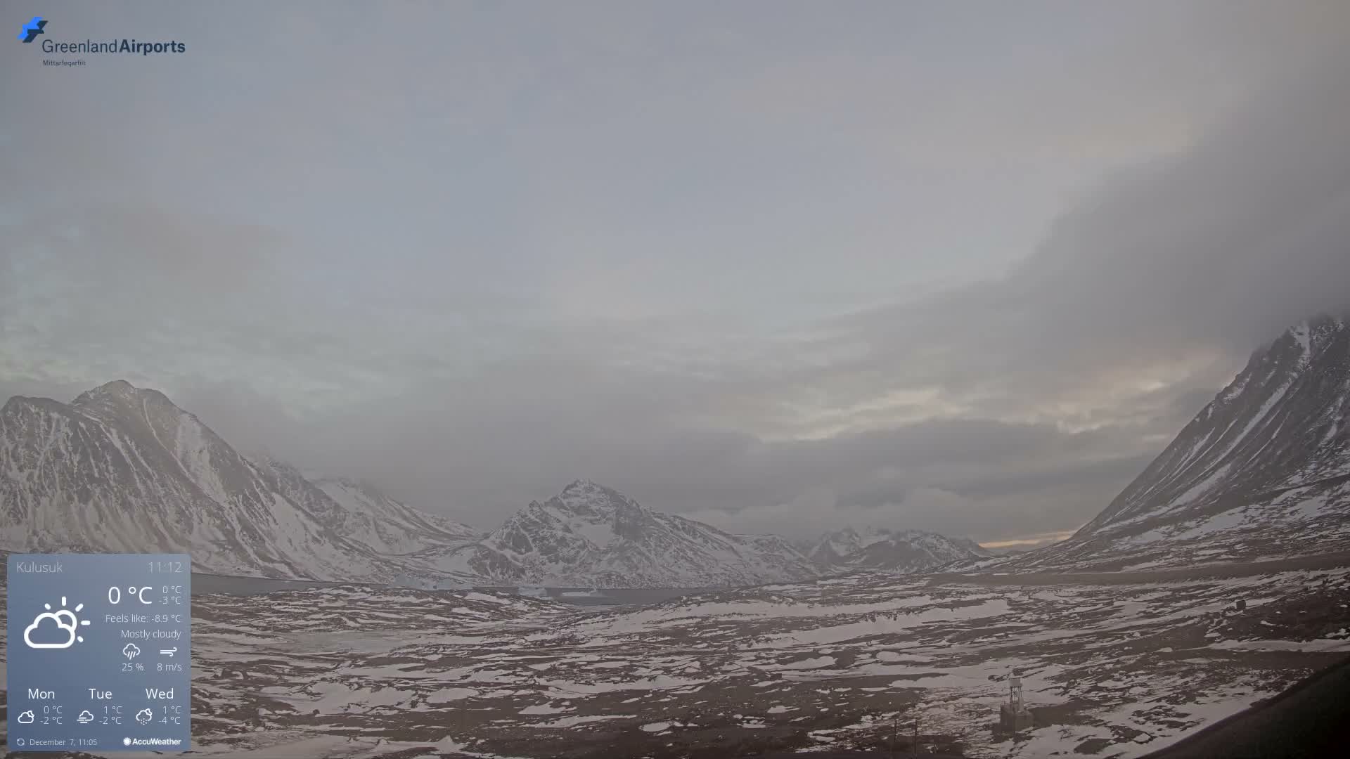 Kulusuk Airport East Towards View Live Cam  KUS / BGKK- Kulusuk, Sermersooq, Greenland, Denmark