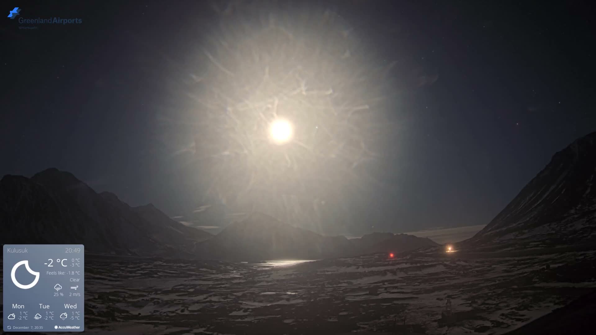 Kulusuk Airport East Towards View Live Cam  KUS / BGKK- Kulusuk, Sermersooq, Greenland, Denmark