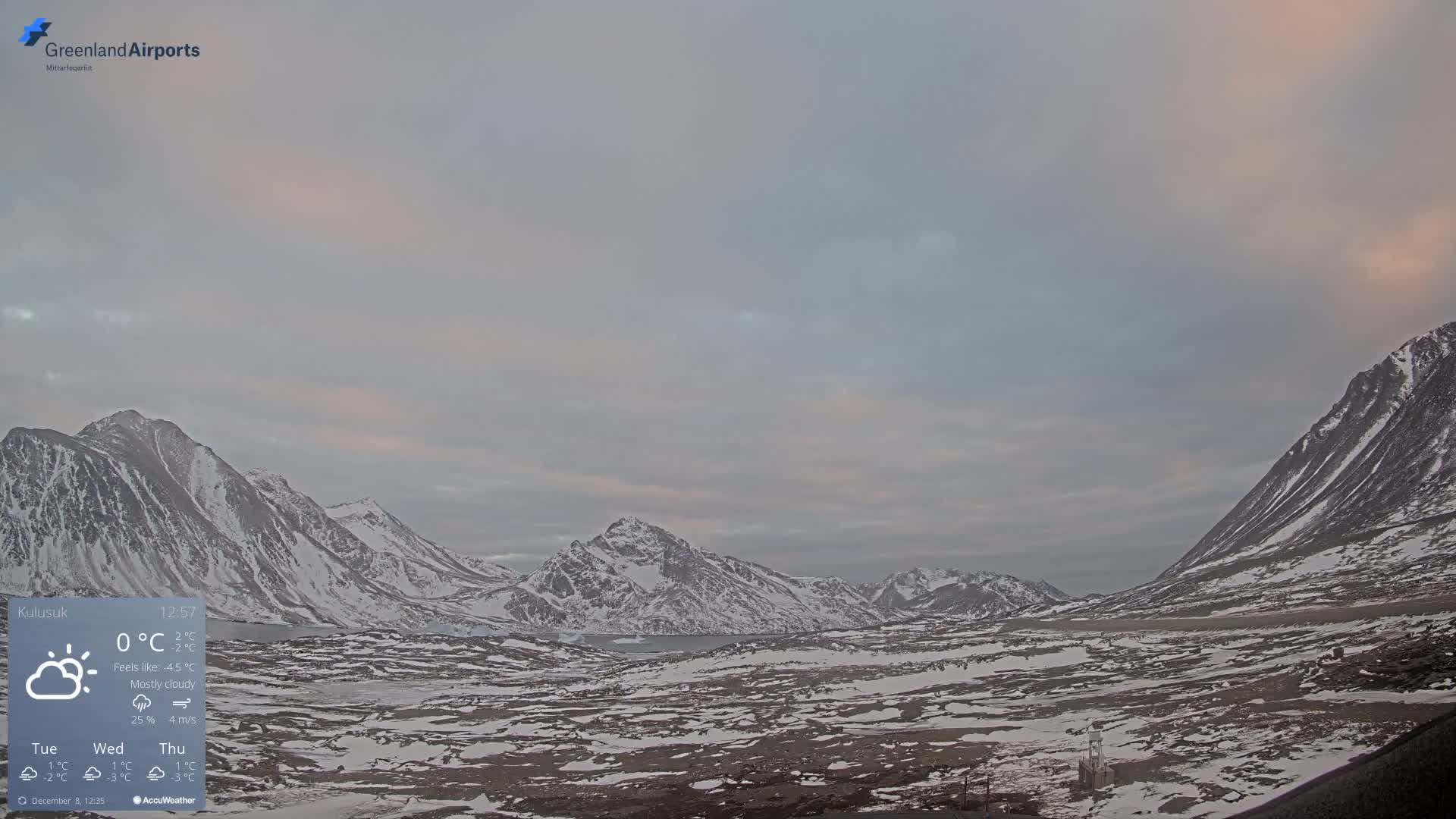 Kulusuk Airport East Towards View Live Cam  KUS / BGKK- Kulusuk, Sermersooq, Greenland, Denmark