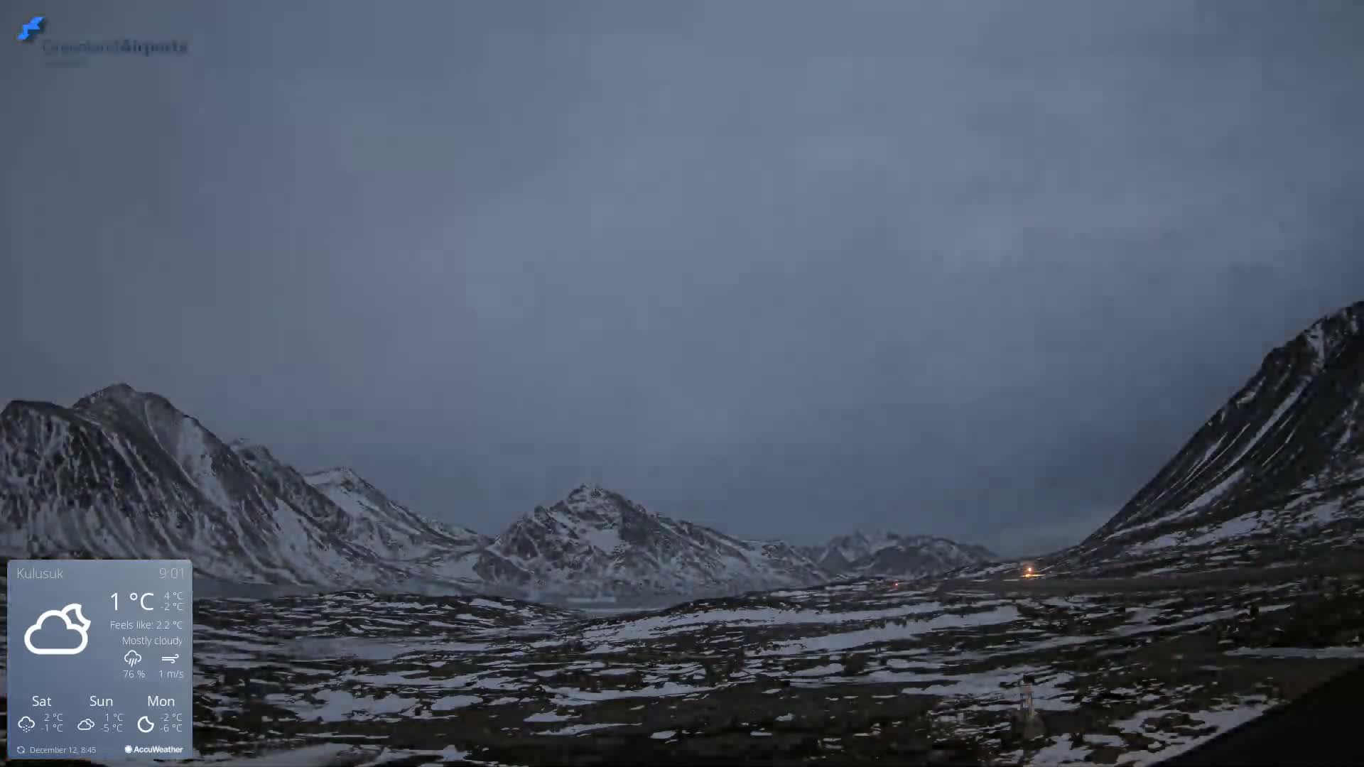 Kulusuk Airport East Towards View Live Cam  KUS / BGKK- Kulusuk, Sermersooq, Greenland, Denmark