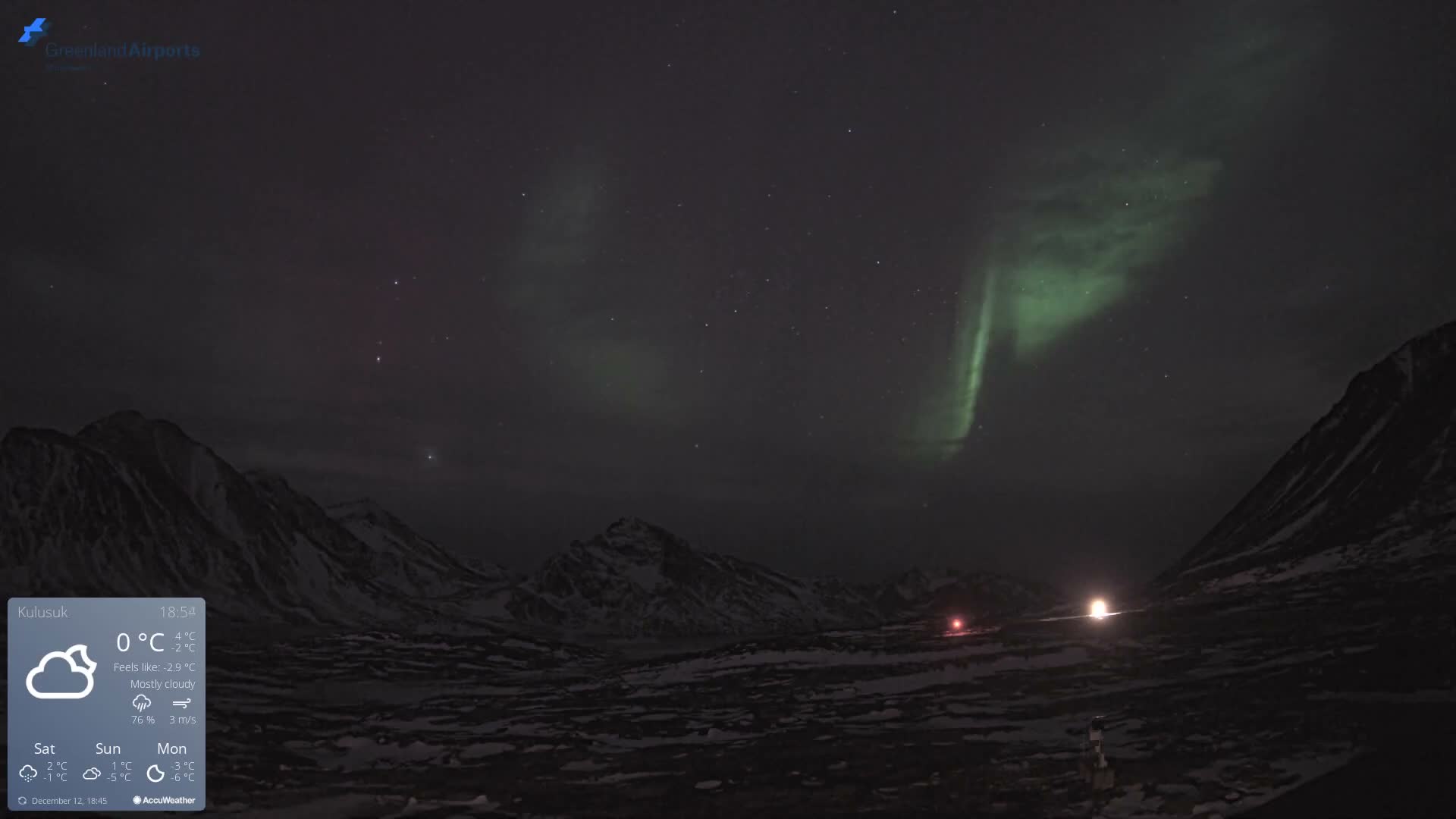 Kulusuk Airport East Towards View Live Cam  KUS / BGKK- Kulusuk, Sermersooq, Greenland, Denmark