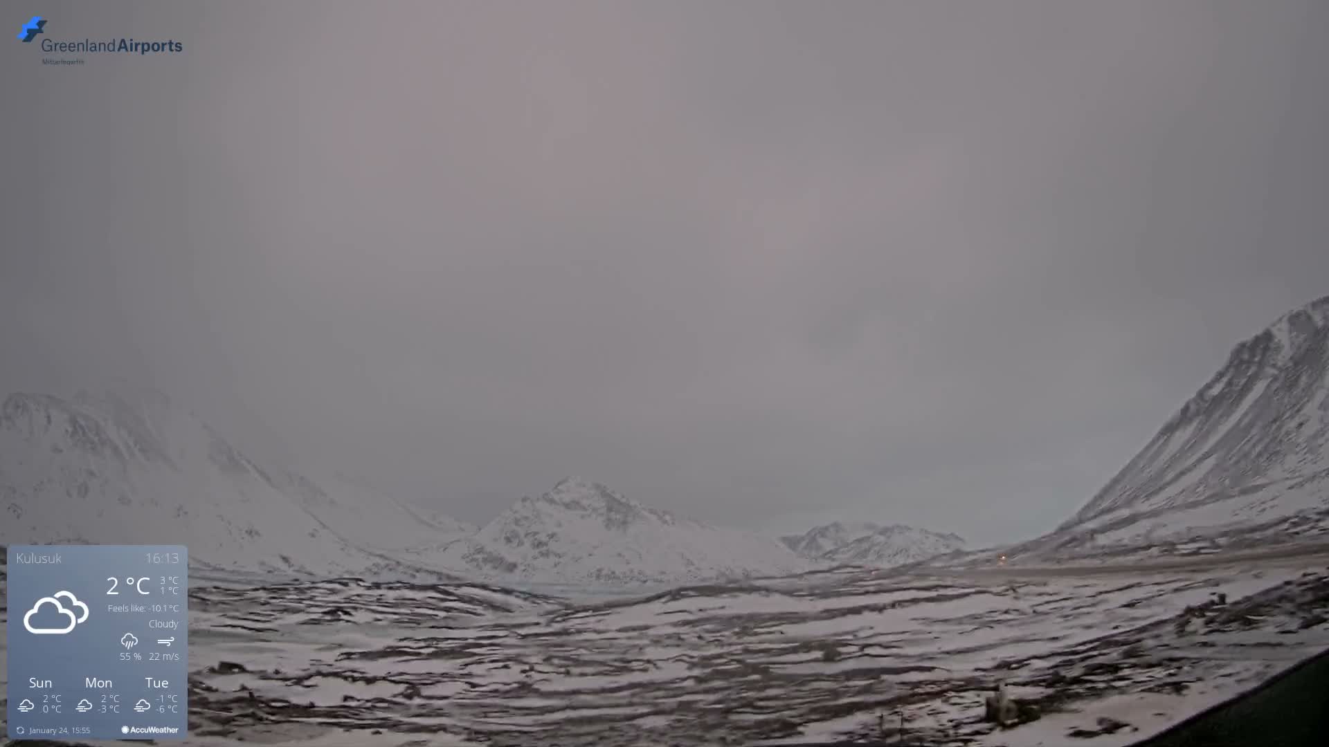 Kulusuk Airport East Towards View Live Cam  KUS / BGKK- Kulusuk, Sermersooq, Greenland, Denmark