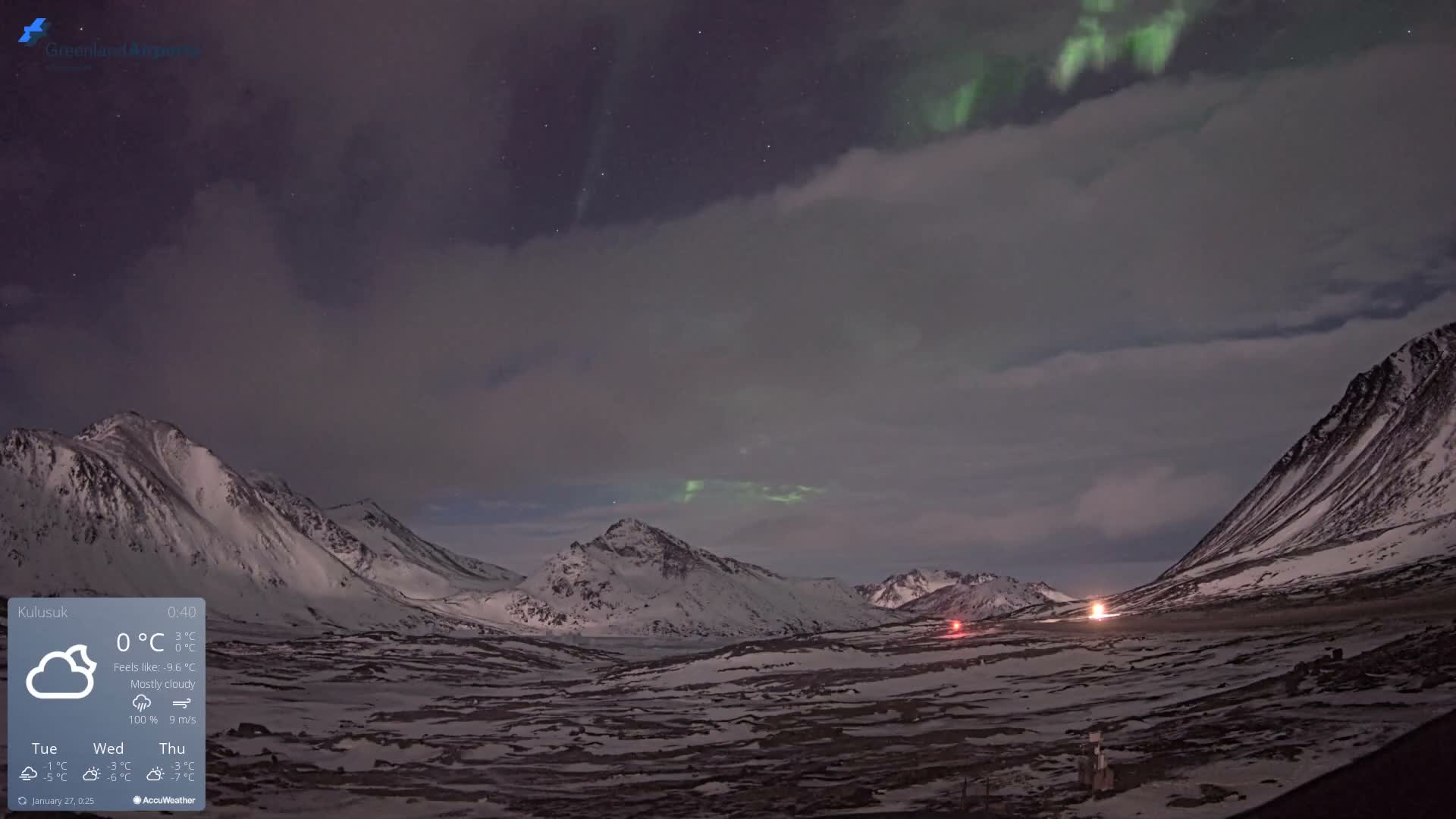 Kulusuk Airport East Towards View Live Cam  KUS / BGKK- Kulusuk, Sermersooq, Greenland, Denmark