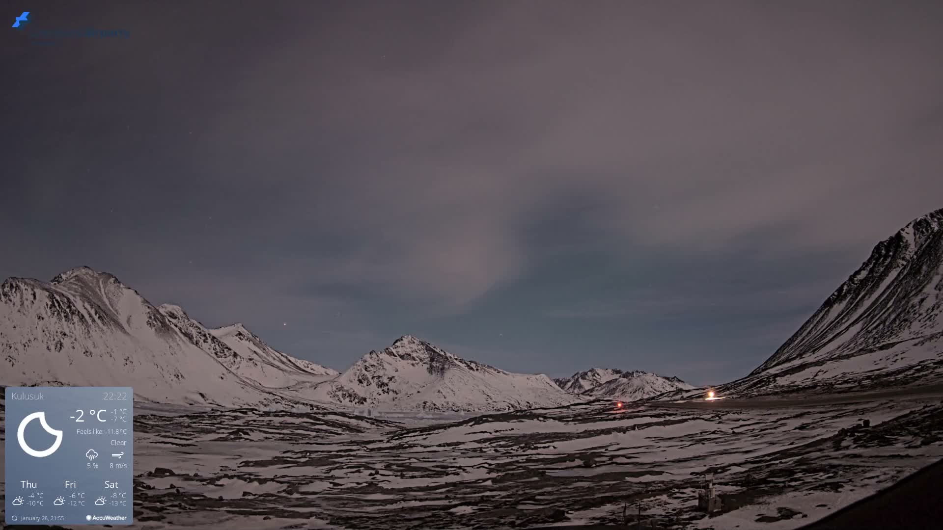 Kulusuk Airport East Towards View Live Cam  KUS / BGKK- Kulusuk, Sermersooq, Greenland, Denmark