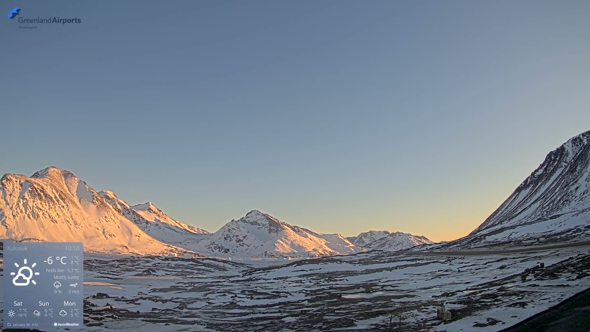 Kulusuk Airport East Towards View Live Cam  KUS / BGKK- Kulusuk, Sermersooq, Greenland, Denmark