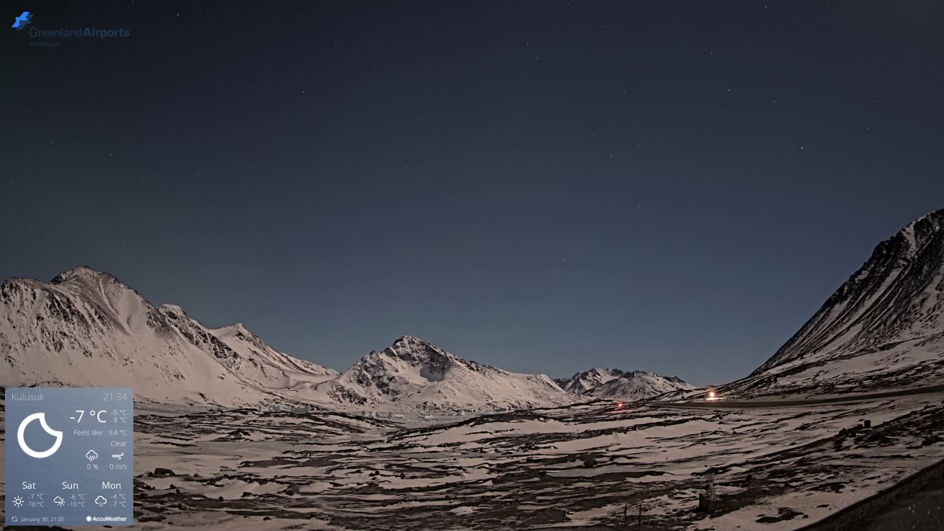 Kulusuk Airport East Towards View Live Cam  KUS / BGKK- Kulusuk, Sermersooq, Greenland, Denmark