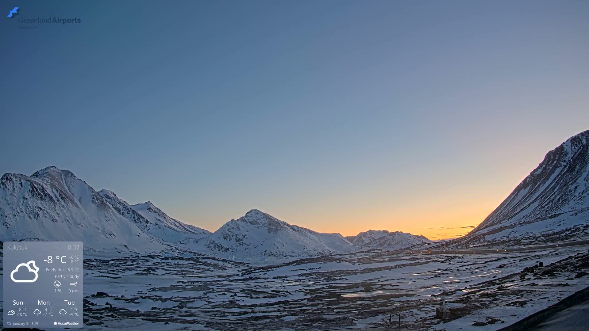 Kulusuk Airport East Towards View Live Cam  KUS / BGKK- Kulusuk, Sermersooq, Greenland, Denmark