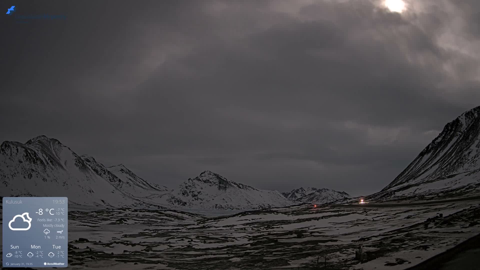 Kulusuk Airport East Towards View Live Cam  KUS / BGKK- Kulusuk, Sermersooq, Greenland, Denmark