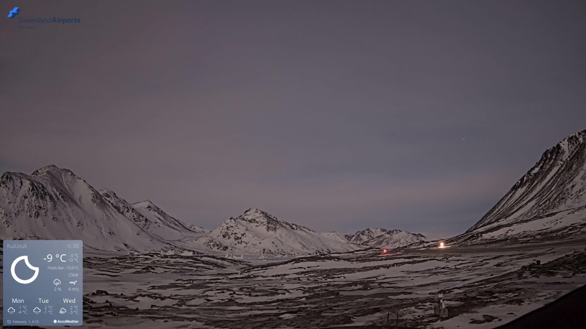 Kulusuk Airport East Towards View Live Cam  KUS / BGKK- Kulusuk, Sermersooq, Greenland, Denmark