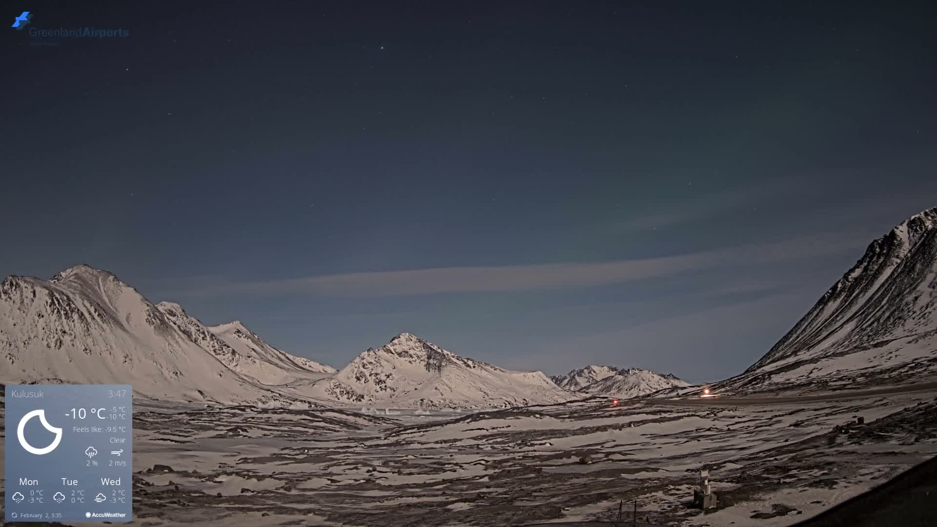 Kulusuk Airport East Towards View Live Cam  KUS / BGKK- Kulusuk, Sermersooq, Greenland, Denmark