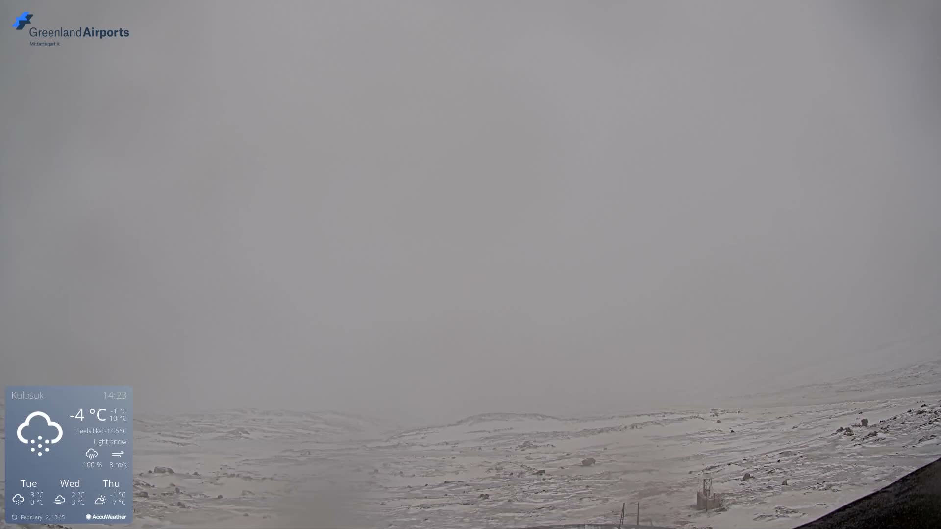 Kulusuk Airport East Towards View Live Cam  KUS / BGKK- Kulusuk, Sermersooq, Greenland, Denmark