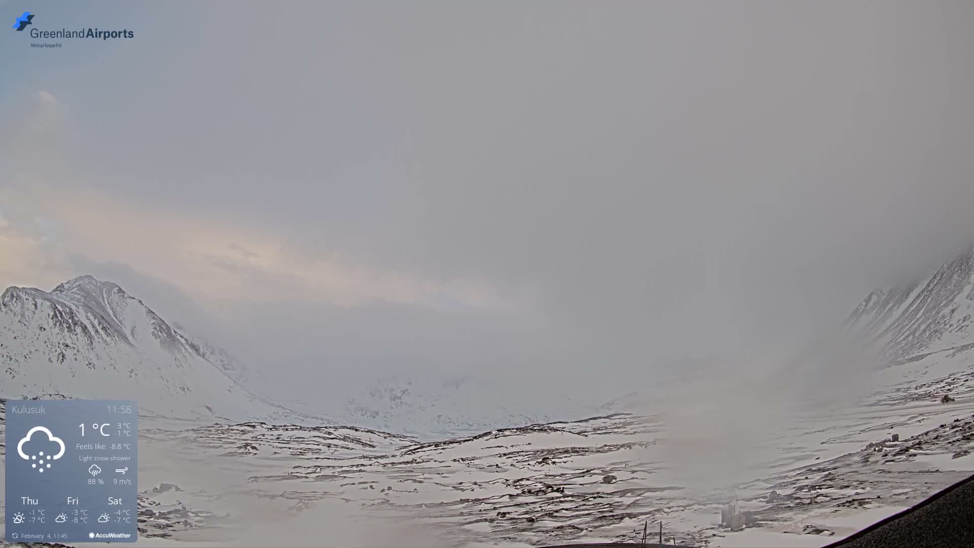 Kulusuk Airport East Towards View Live Cam  KUS / BGKK- Kulusuk, Sermersooq, Greenland, Denmark