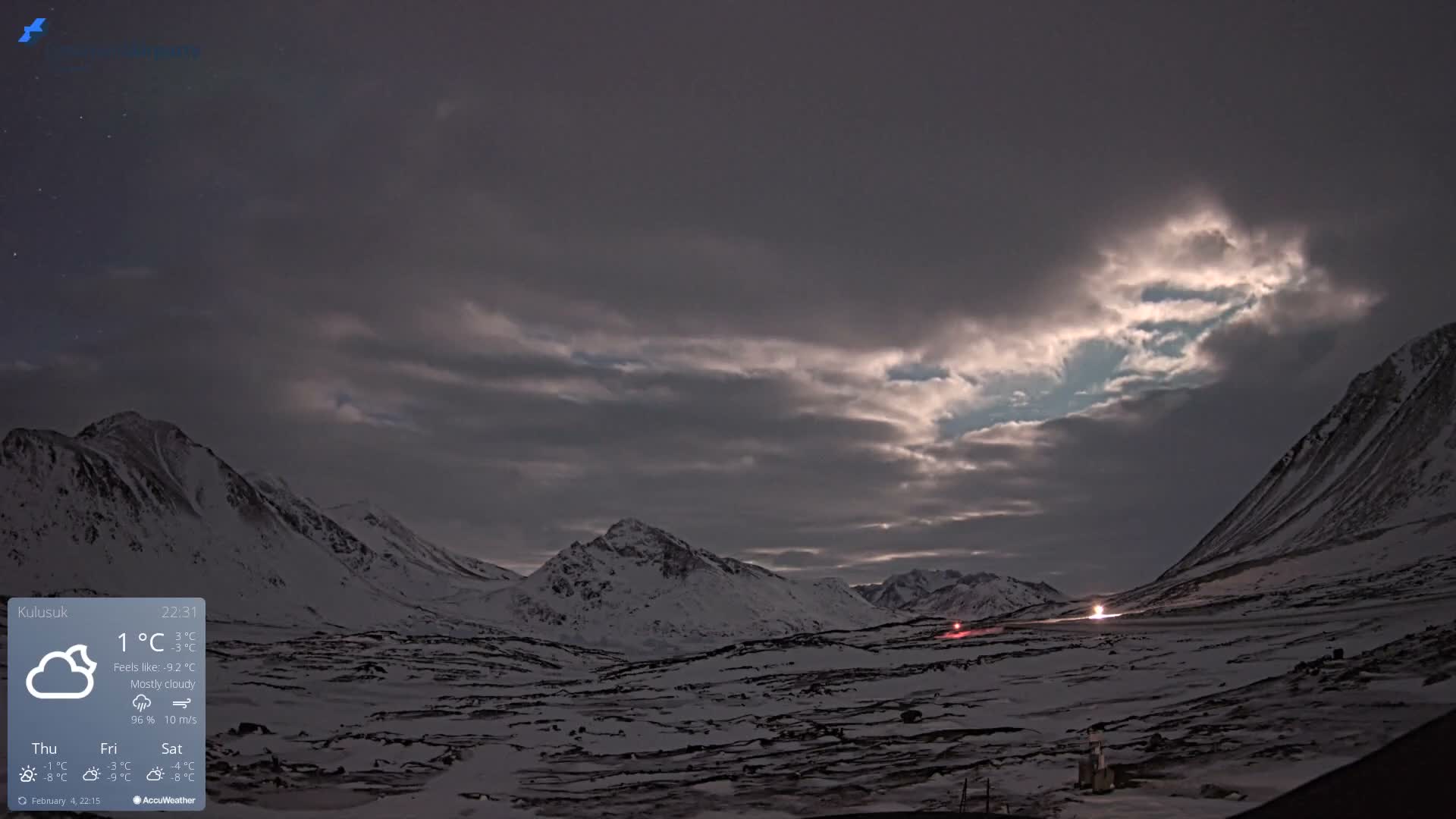 Kulusuk Airport East Towards View Live Cam  KUS / BGKK- Kulusuk, Sermersooq, Greenland, Denmark
