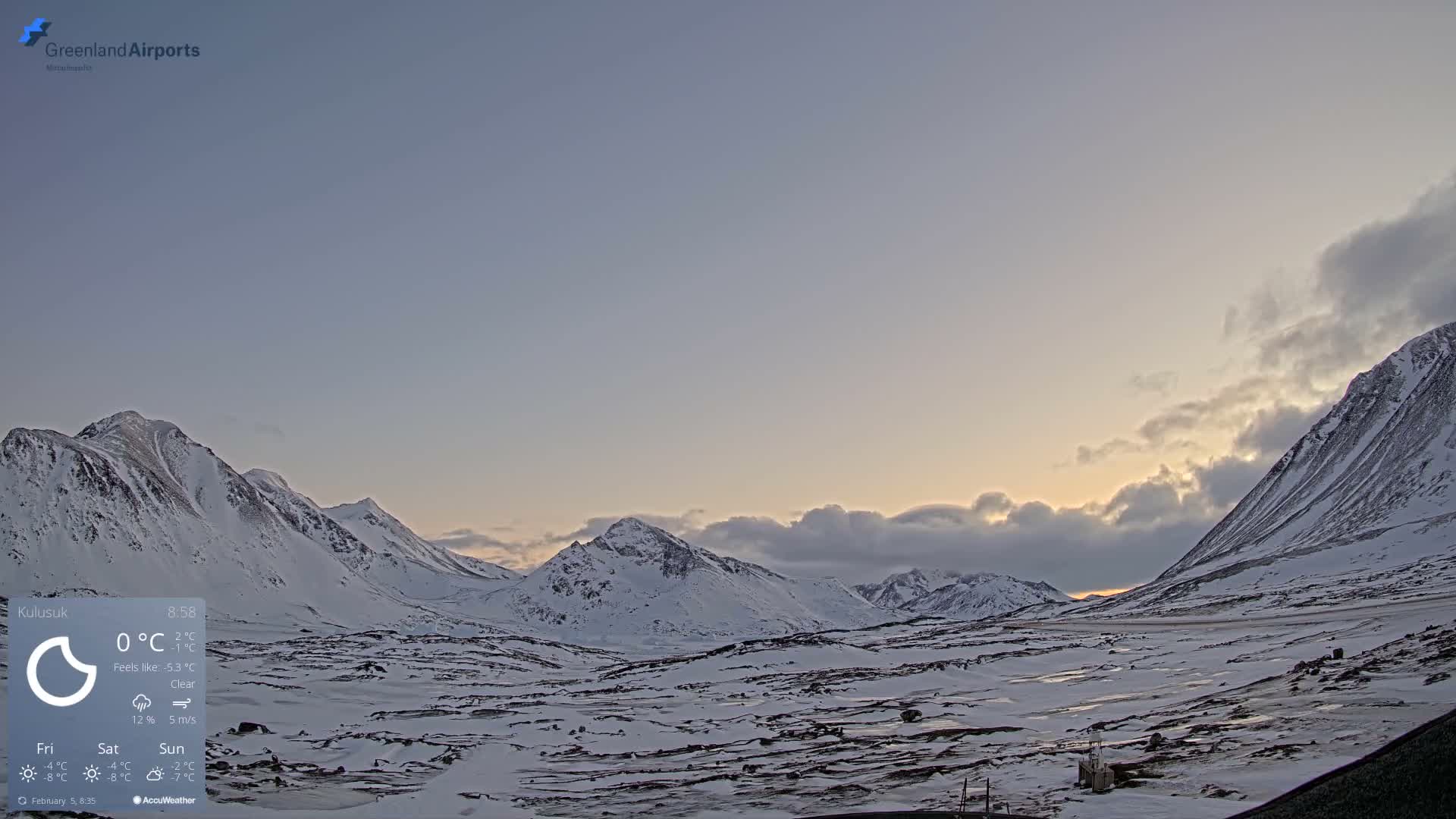 Kulusuk Airport East Towards View Live Cam  KUS / BGKK- Kulusuk, Sermersooq, Greenland, Denmark