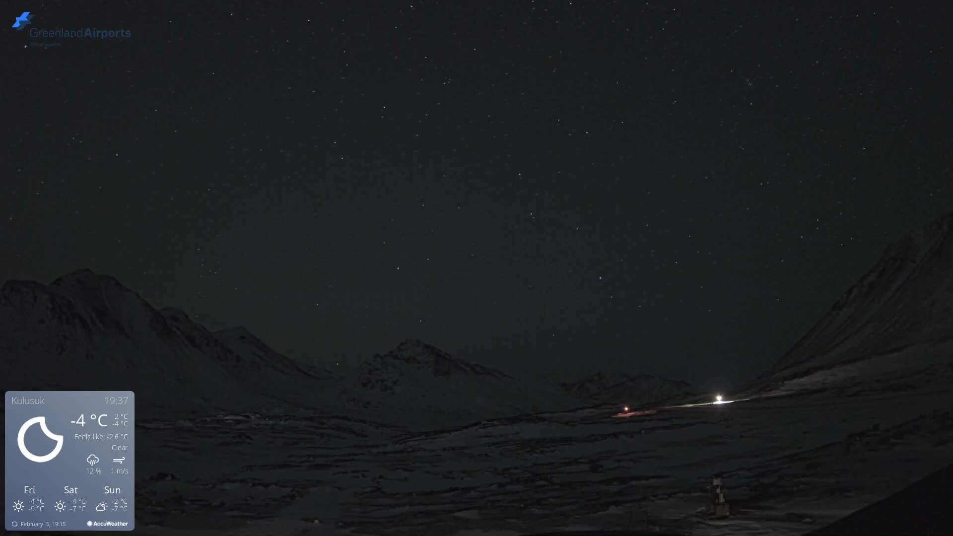 Kulusuk Airport East Towards View Live Cam  KUS / BGKK- Kulusuk, Sermersooq, Greenland, Denmark
