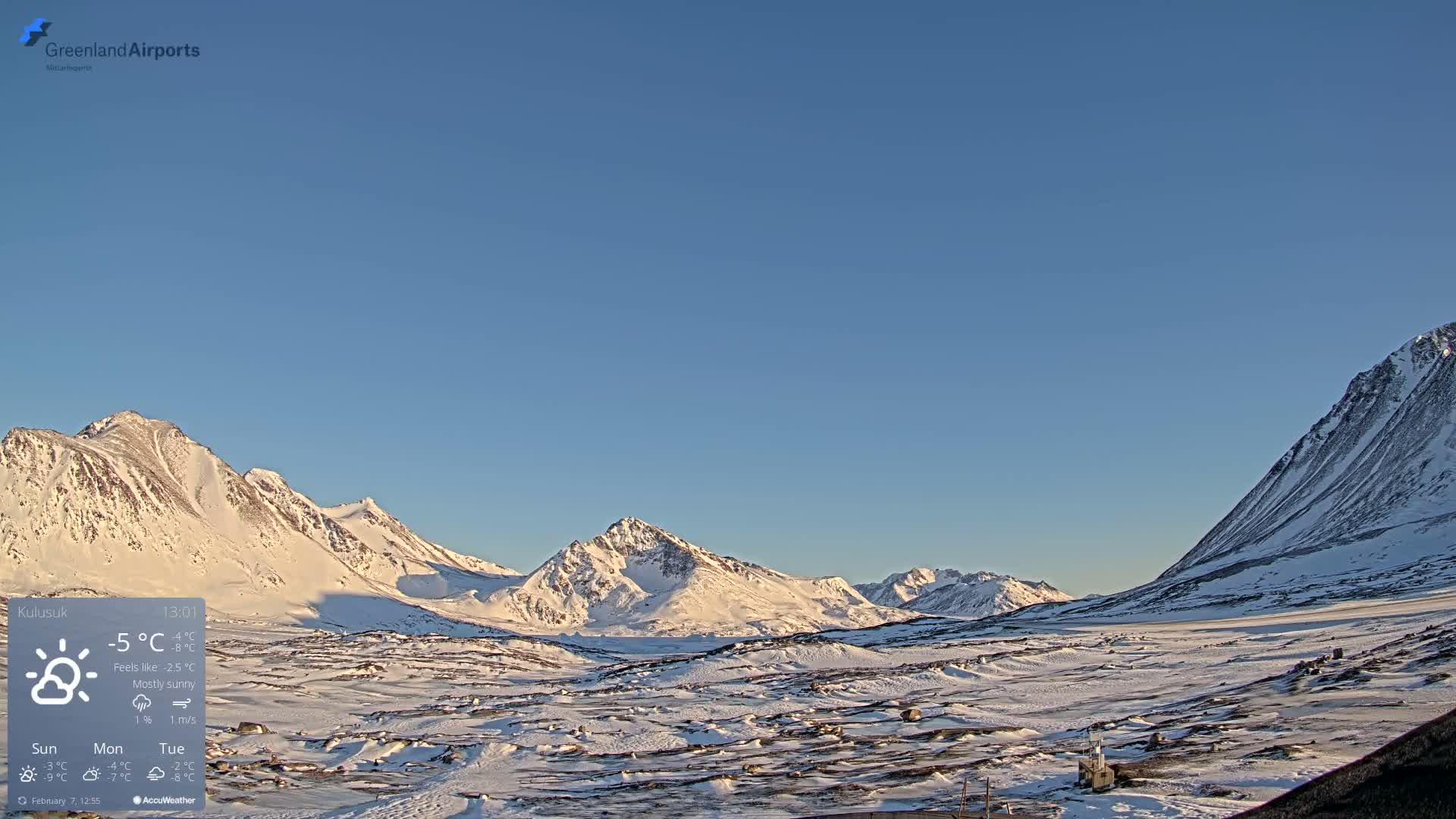 Kulusuk Airport East Towards View Live Cam  KUS / BGKK- Kulusuk, Sermersooq, Greenland, Denmark