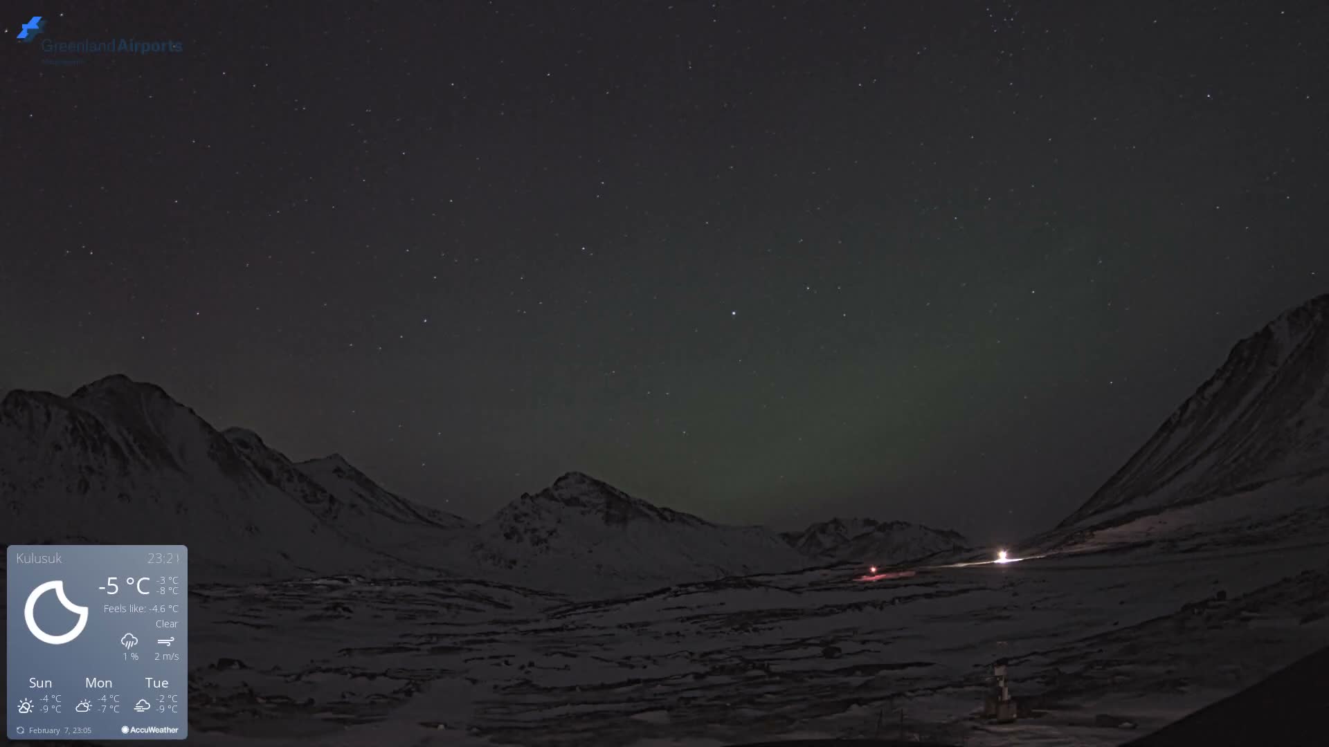 Kulusuk Airport East Towards View Live Cam  KUS / BGKK- Kulusuk, Sermersooq, Greenland, Denmark
