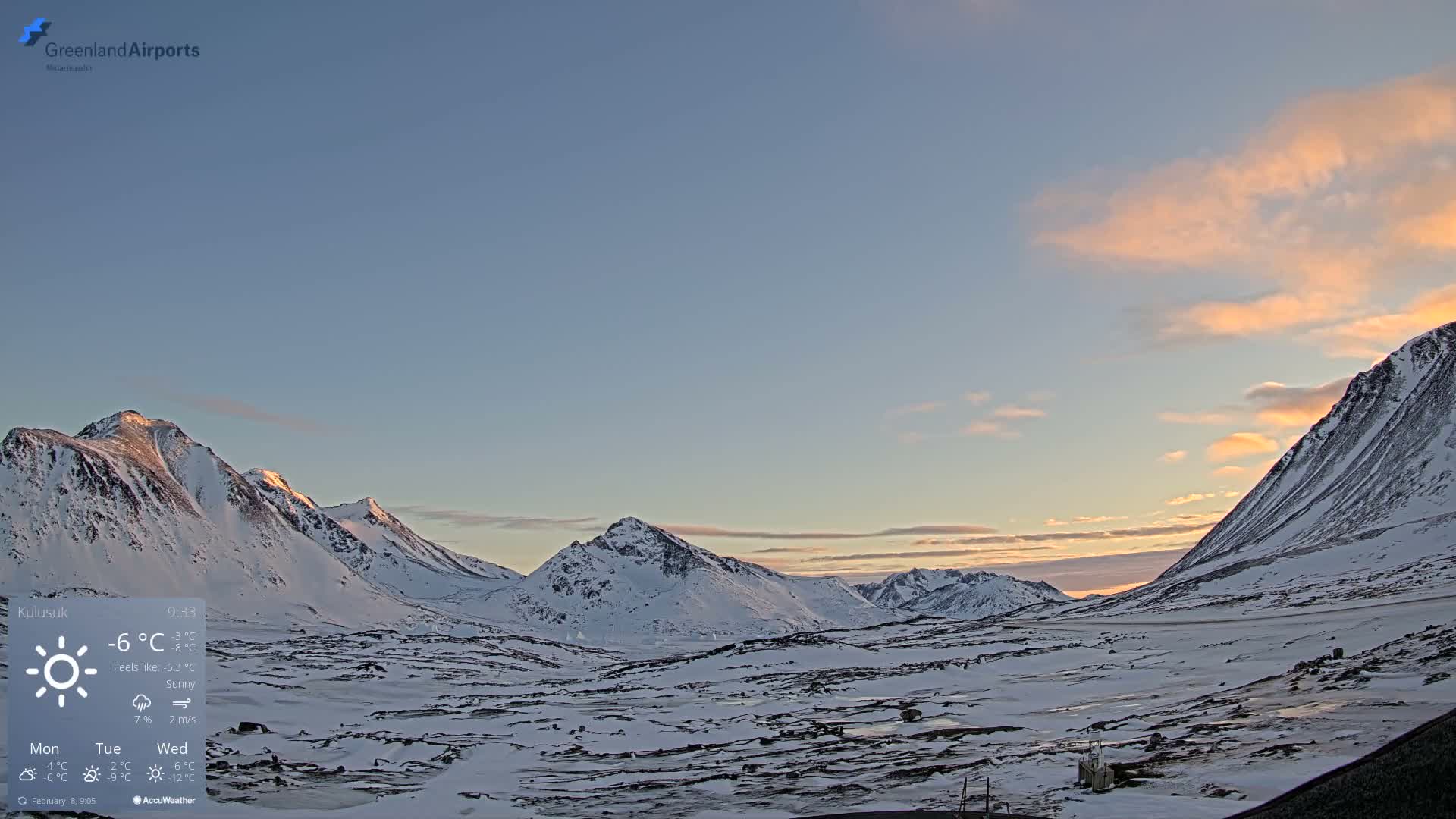 Kulusuk Airport East Towards View Live Cam  KUS / BGKK- Kulusuk, Sermersooq, Greenland, Denmark
