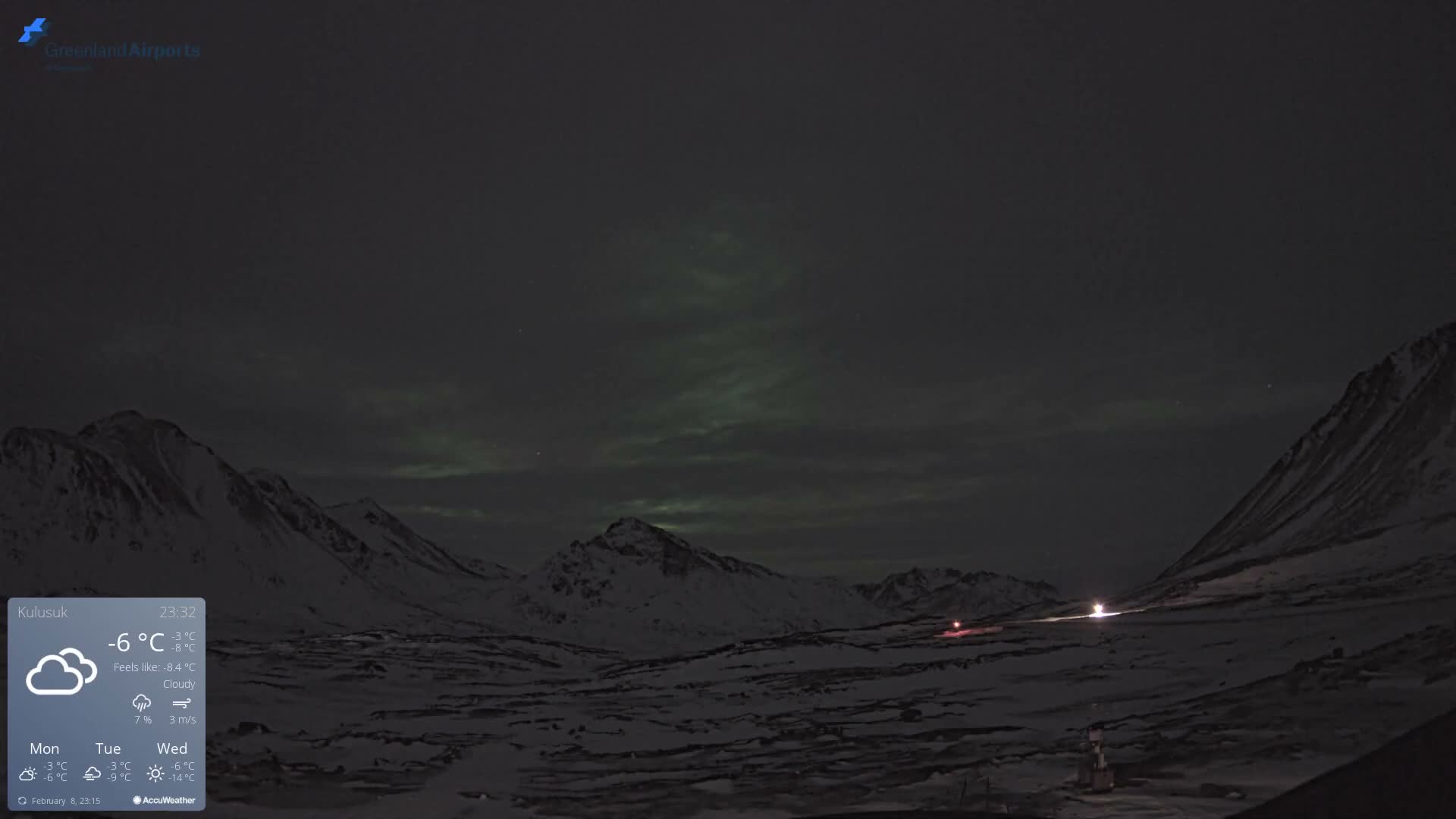 Kulusuk Airport East Towards View Live Cam  KUS / BGKK- Kulusuk, Sermersooq, Greenland, Denmark