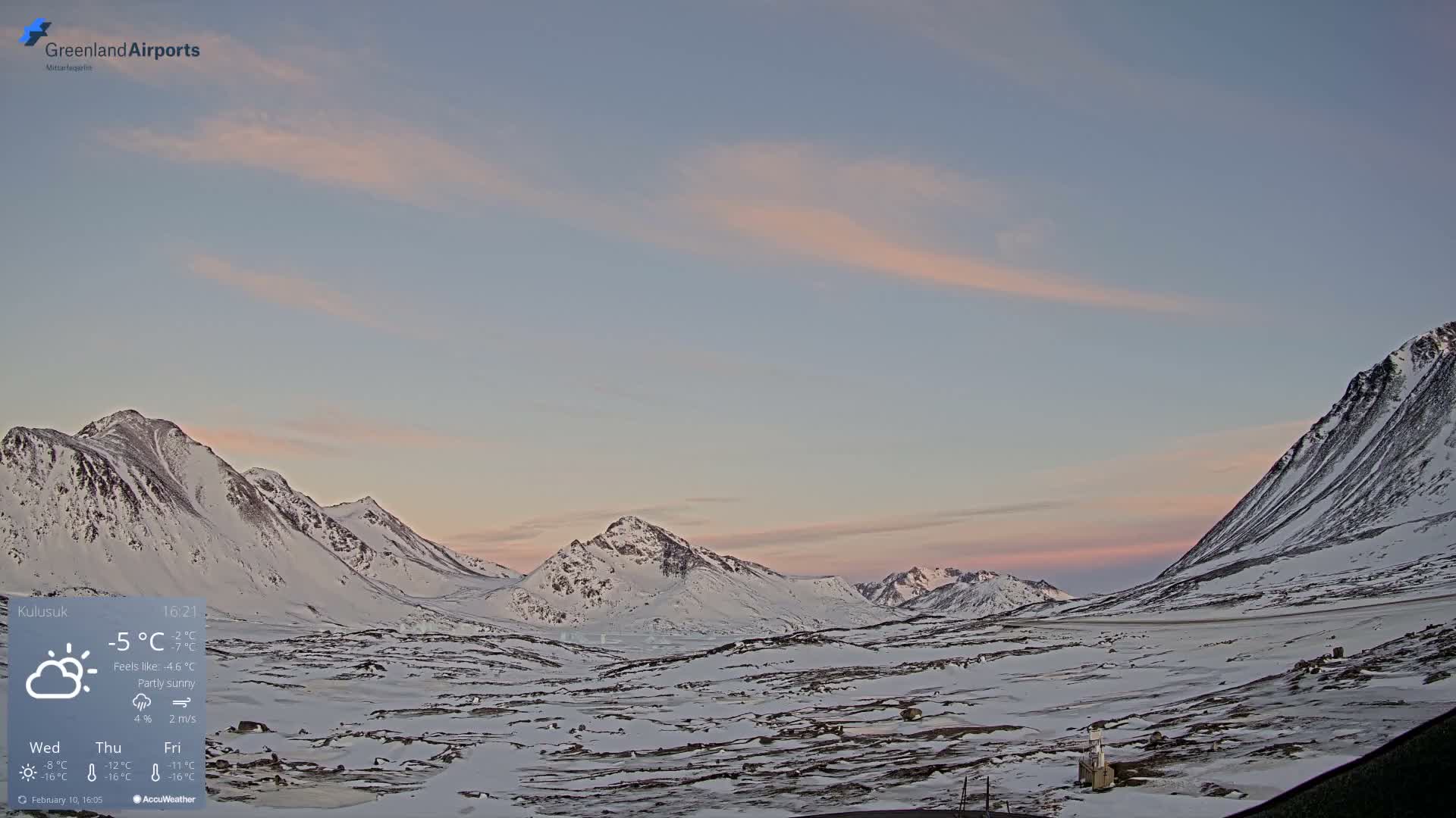 Kulusuk Airport East Towards View Live Cam  KUS / BGKK- Kulusuk, Sermersooq, Greenland, Denmark