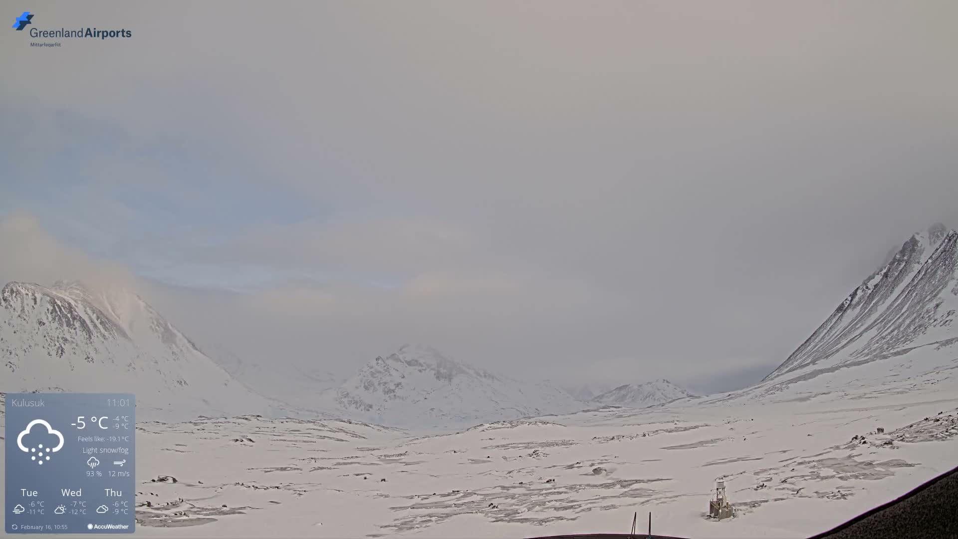 Kulusuk Airport East Towards View Live Cam  KUS / BGKK- Kulusuk, Sermersooq, Greenland, Denmark