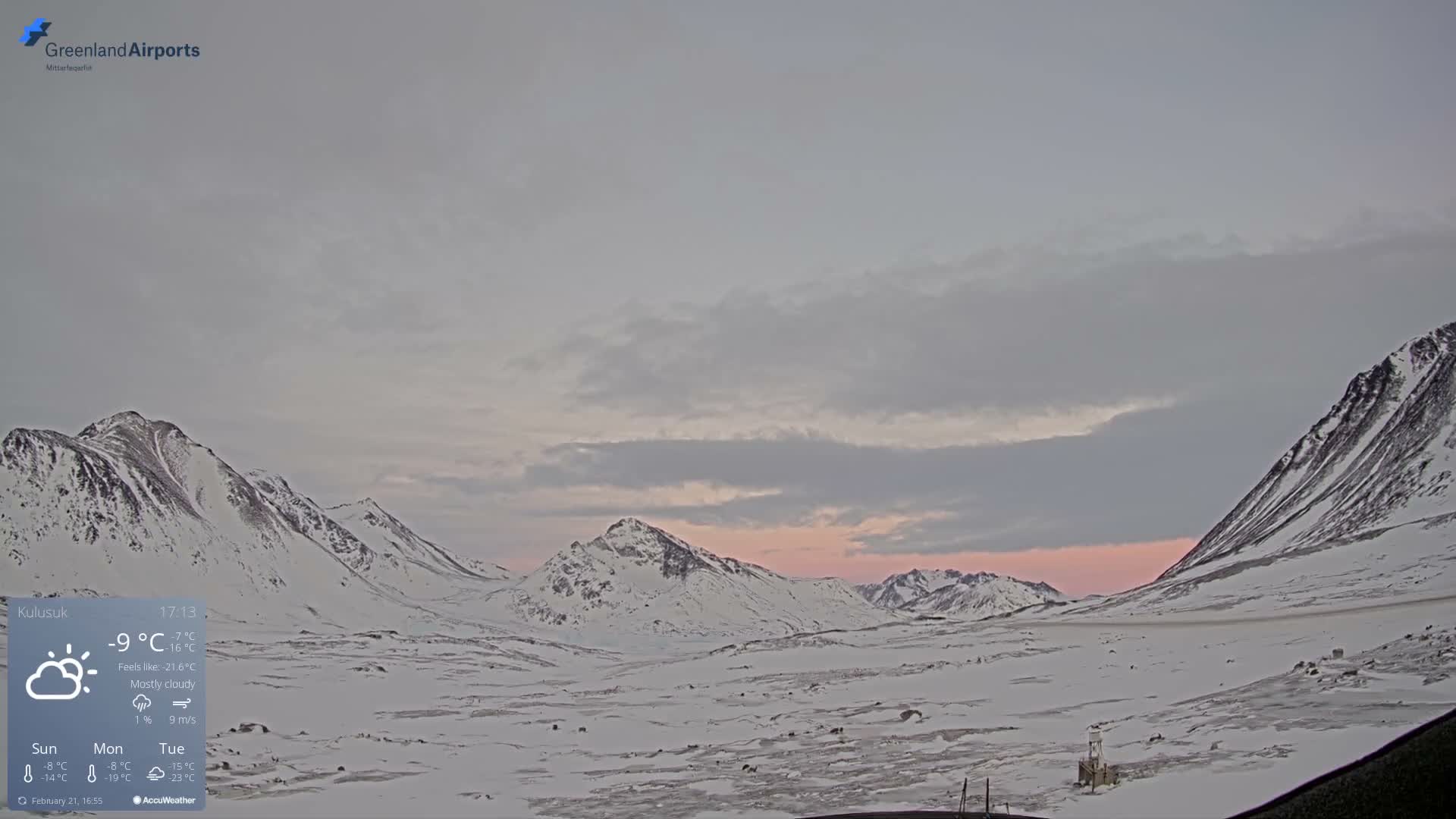 Kulusuk Airport East Towards View Live Cam  KUS / BGKK- Kulusuk, Sermersooq, Greenland, Denmark