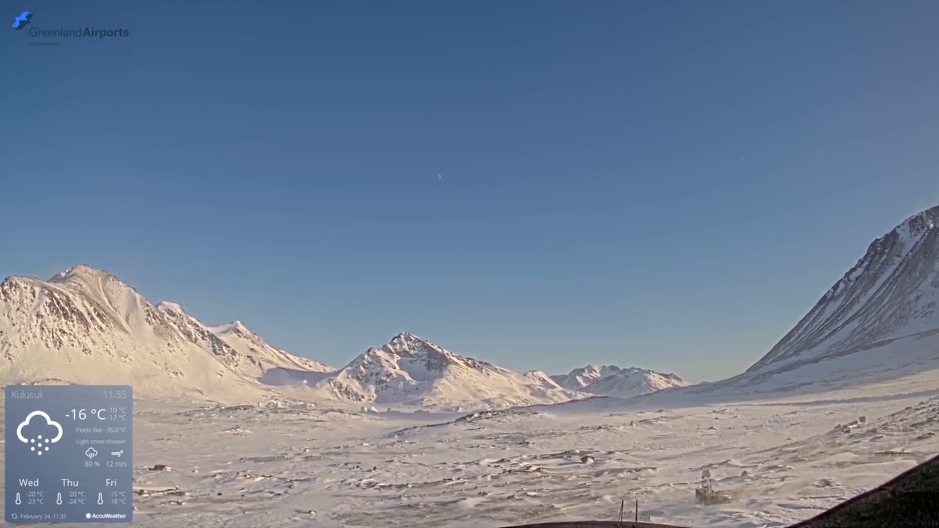 Kulusuk Airport East Towards View Live Cam  KUS / BGKK- Kulusuk, Sermersooq, Greenland, Denmark