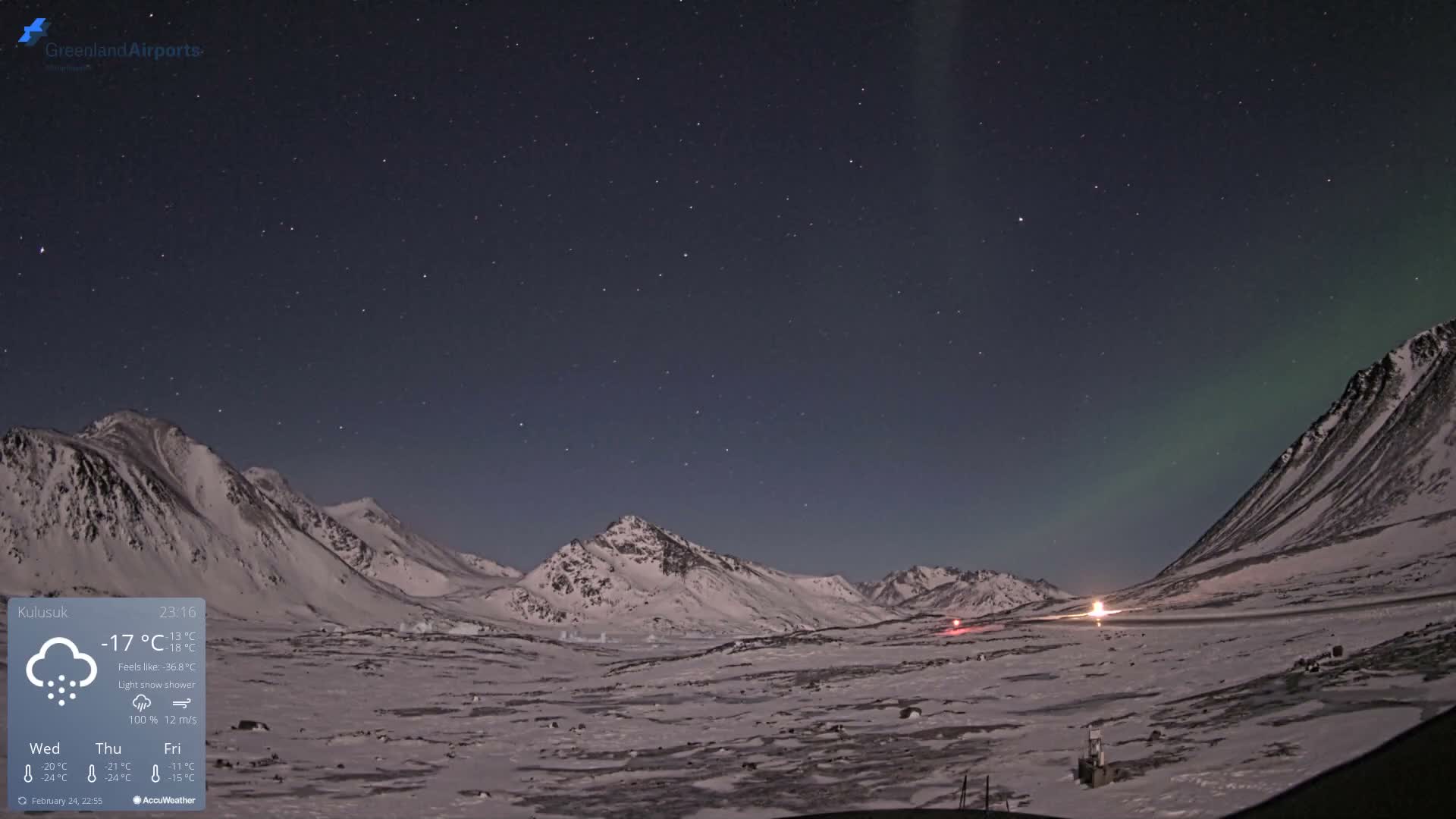 Kulusuk Airport East Towards View Live Cam  KUS / BGKK- Kulusuk, Sermersooq, Greenland, Denmark