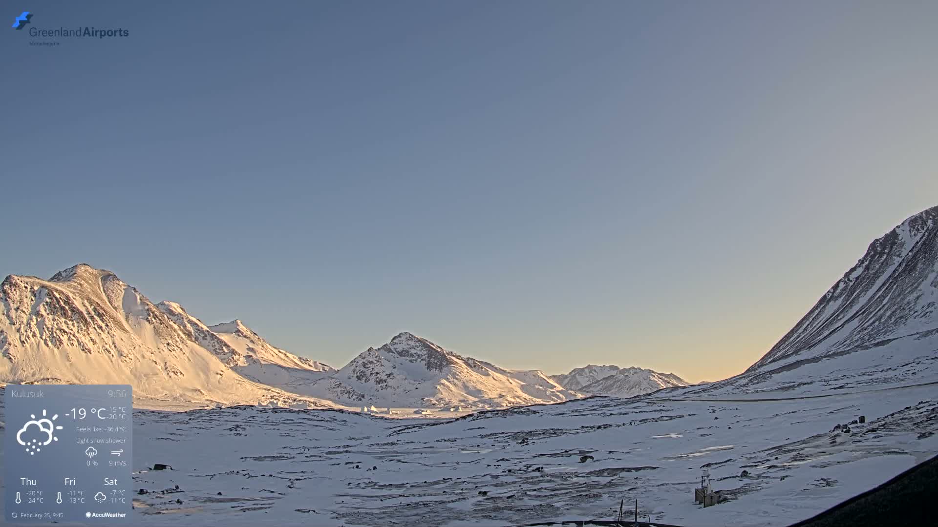 Kulusuk Airport East Towards View Live Cam  KUS / BGKK- Kulusuk, Sermersooq, Greenland, Denmark