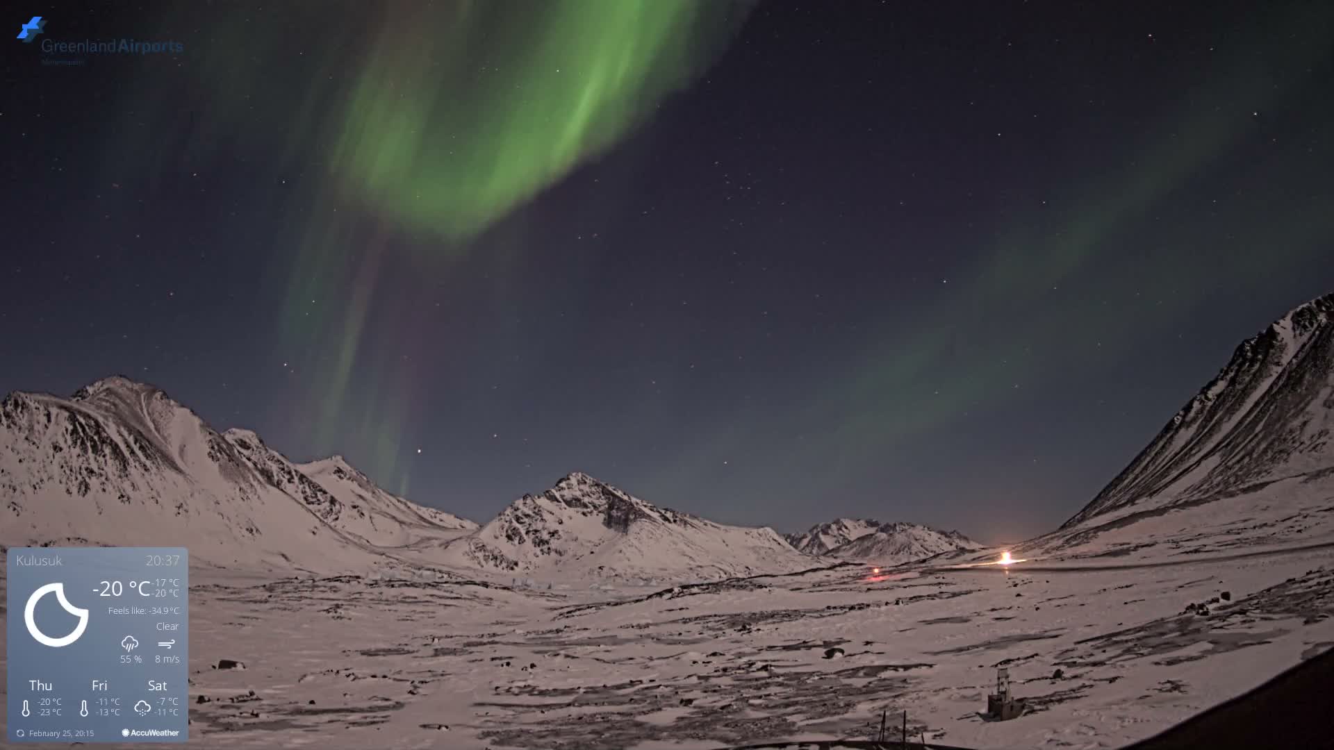 Kulusuk Airport East Towards View Live Cam  KUS / BGKK- Kulusuk, Sermersooq, Greenland, Denmark
