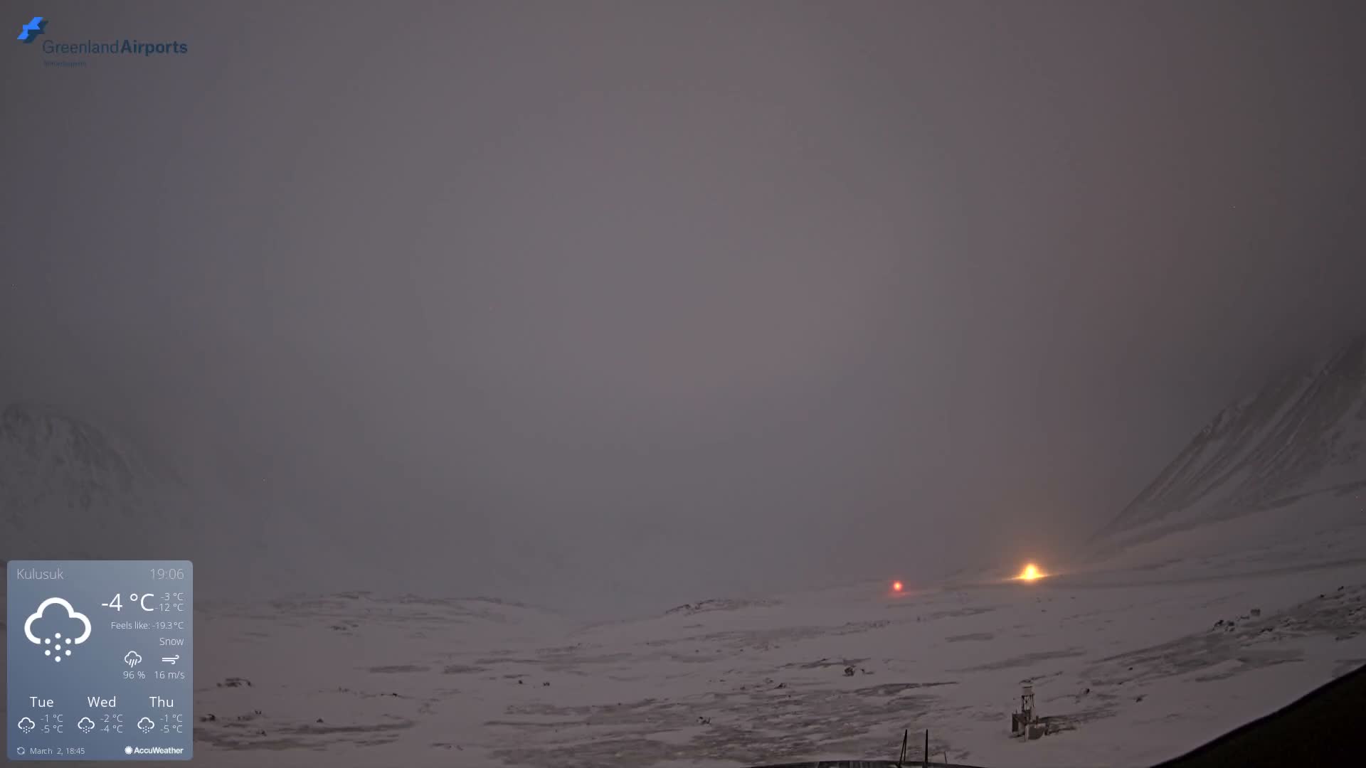 Kulusuk Airport East Towards View Live Cam  KUS / BGKK- Kulusuk, Sermersooq, Greenland, Denmark