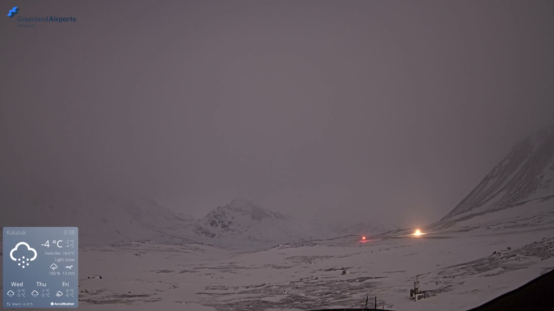 Kulusuk Airport East Towards View Live Cam  KUS / BGKK- Kulusuk, Sermersooq, Greenland, Denmark