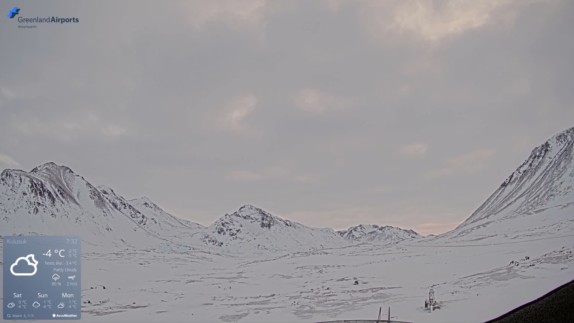 Kulusuk Airport East Towards View Live Cam  KUS / BGKK- Kulusuk, Sermersooq, Greenland, Denmark