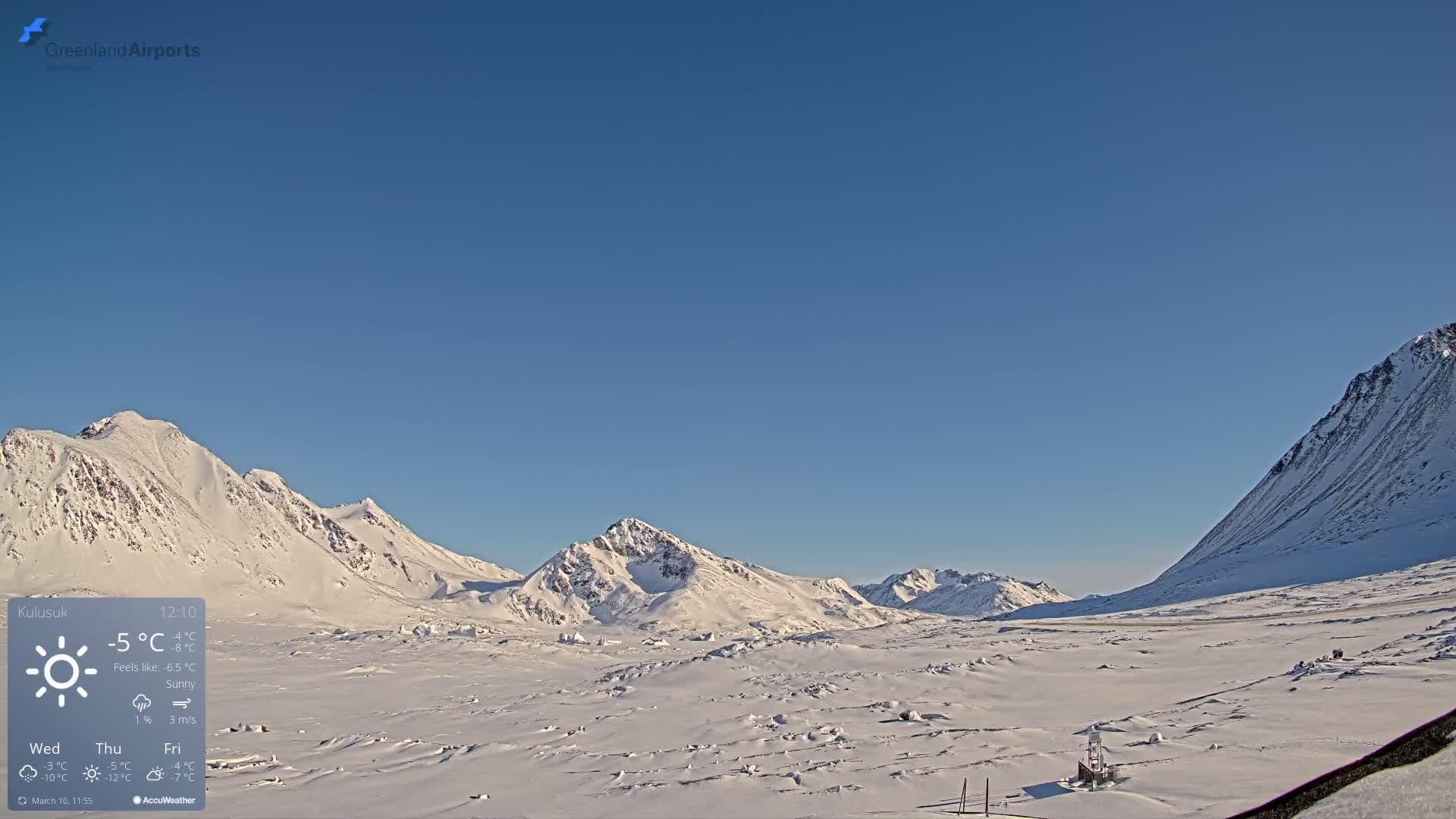 Kulusuk Airport East Towards View Live Cam  KUS / BGKK- Kulusuk, Sermersooq, Greenland, Denmark