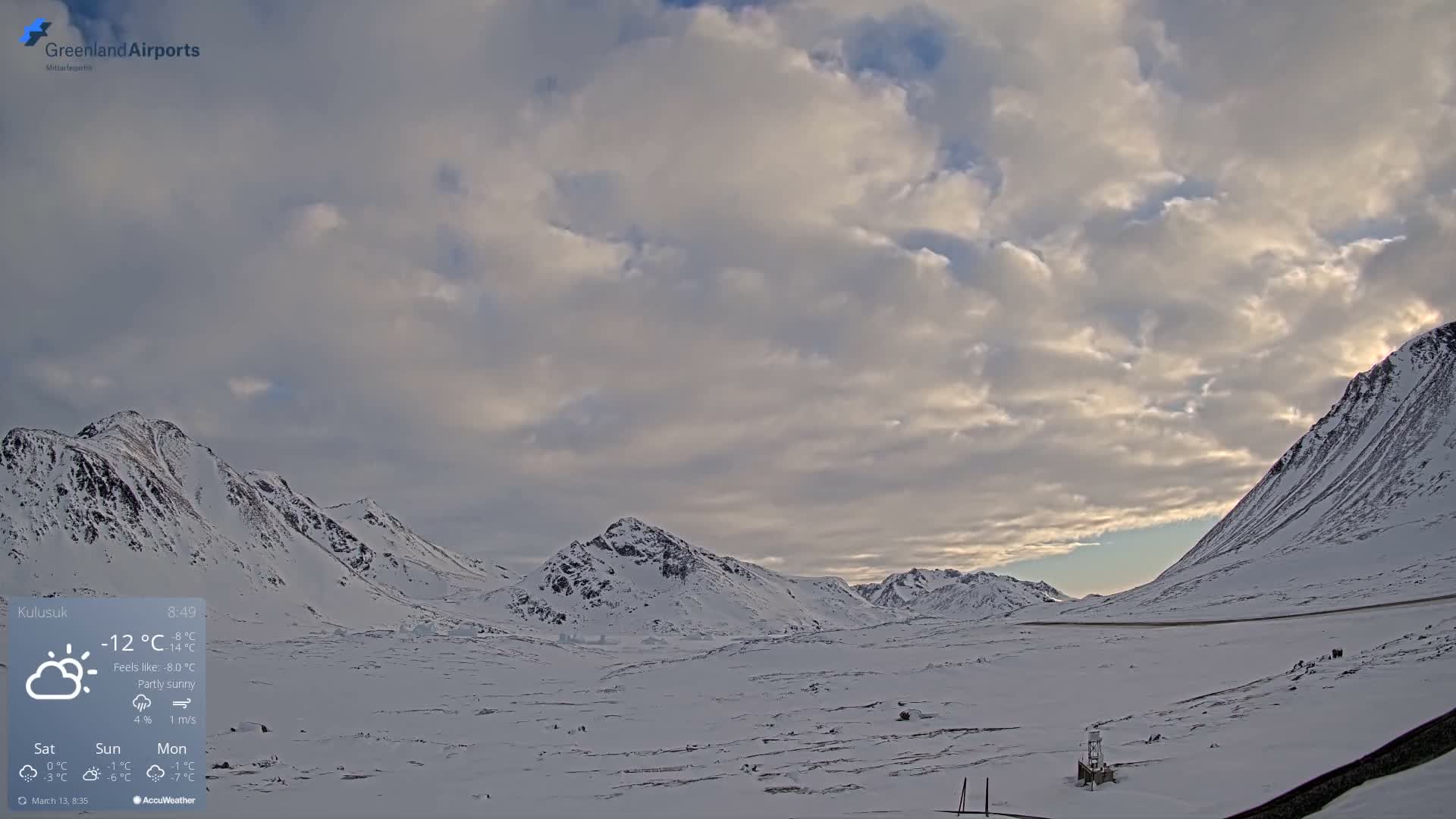 Kulusuk Airport East Towards View Live Cam  KUS / BGKK- Kulusuk, Sermersooq, Greenland, Denmark