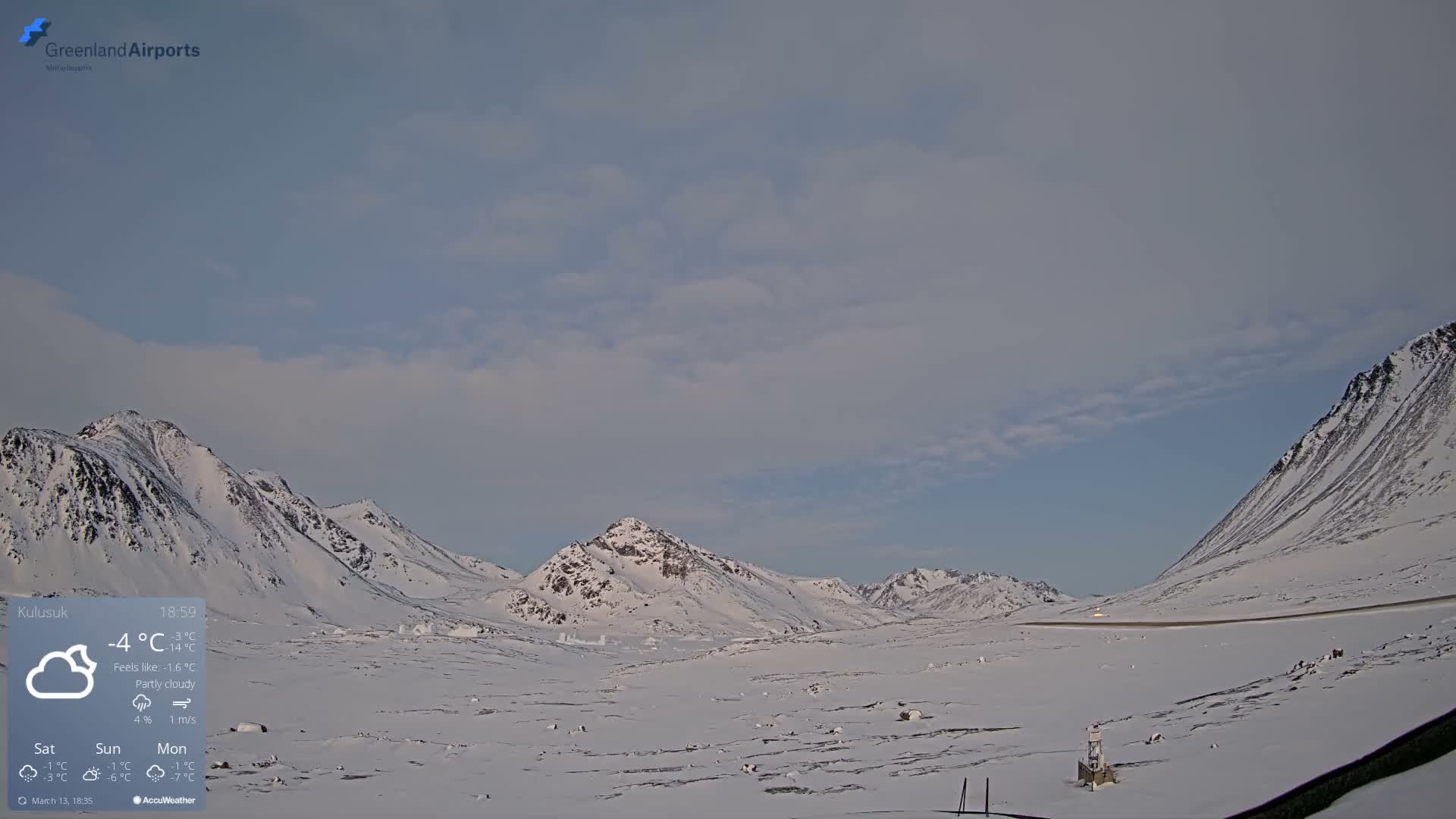 Kulusuk Airport East Towards View Live Cam  KUS / BGKK- Kulusuk, Sermersooq, Greenland, Denmark