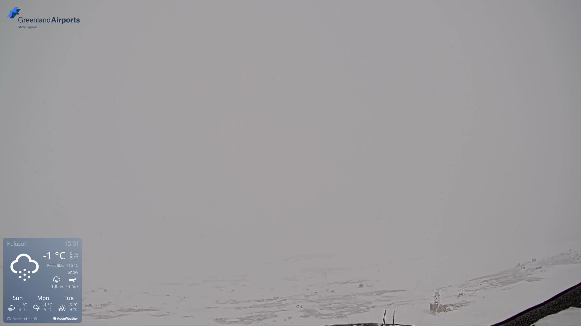 Kulusuk Airport East Towards View Live Cam  KUS / BGKK- Kulusuk, Sermersooq, Greenland, Denmark