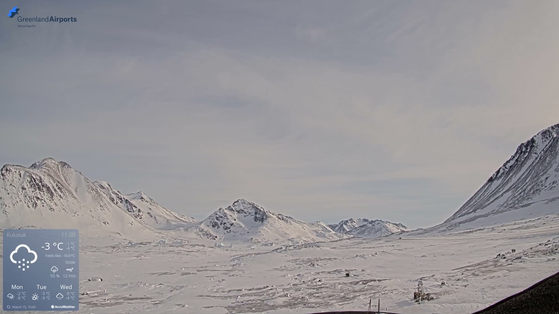 Kulusuk Airport East Towards View Live Cam  KUS / BGKK- Kulusuk, Sermersooq, Greenland, Denmark