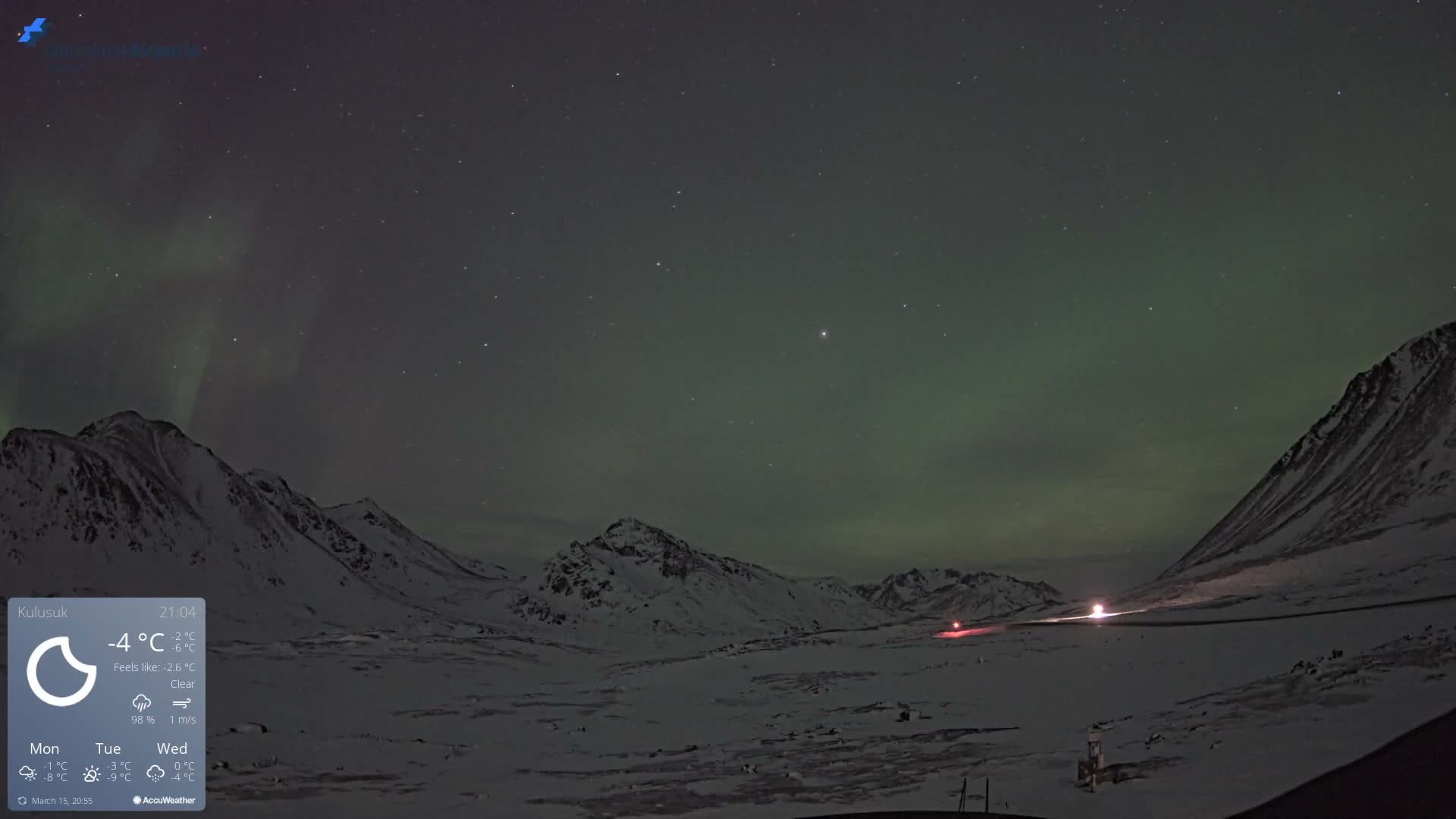 Kulusuk Airport East Towards View Live Cam  KUS / BGKK- Kulusuk, Sermersooq, Greenland, Denmark