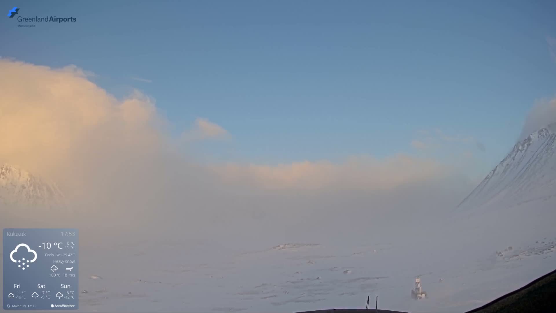 Kulusuk Airport East Towards View Live Cam  KUS / BGKK- Kulusuk, Sermersooq, Greenland, Denmark