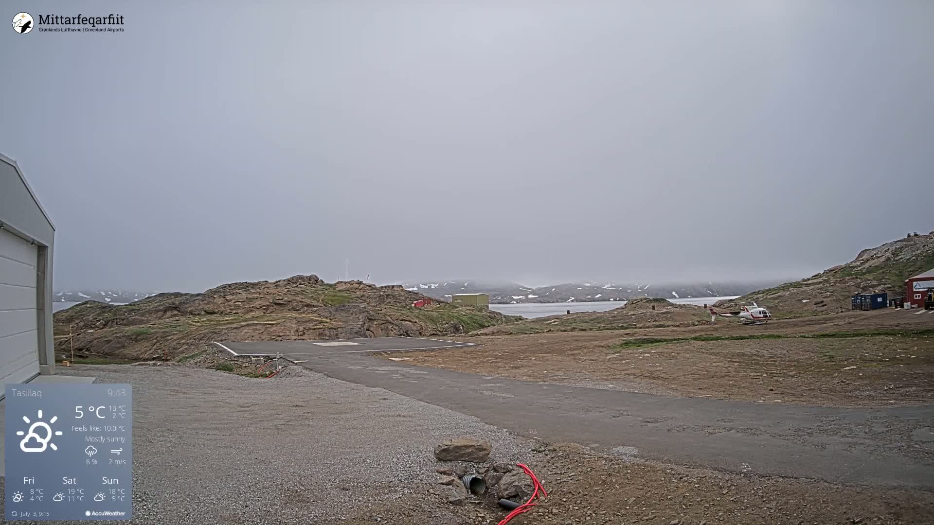 Tasiilaq Heliport Live Cam AGM / BGAM - Tasiilaq, Sermersooq, Greenland, Denmark