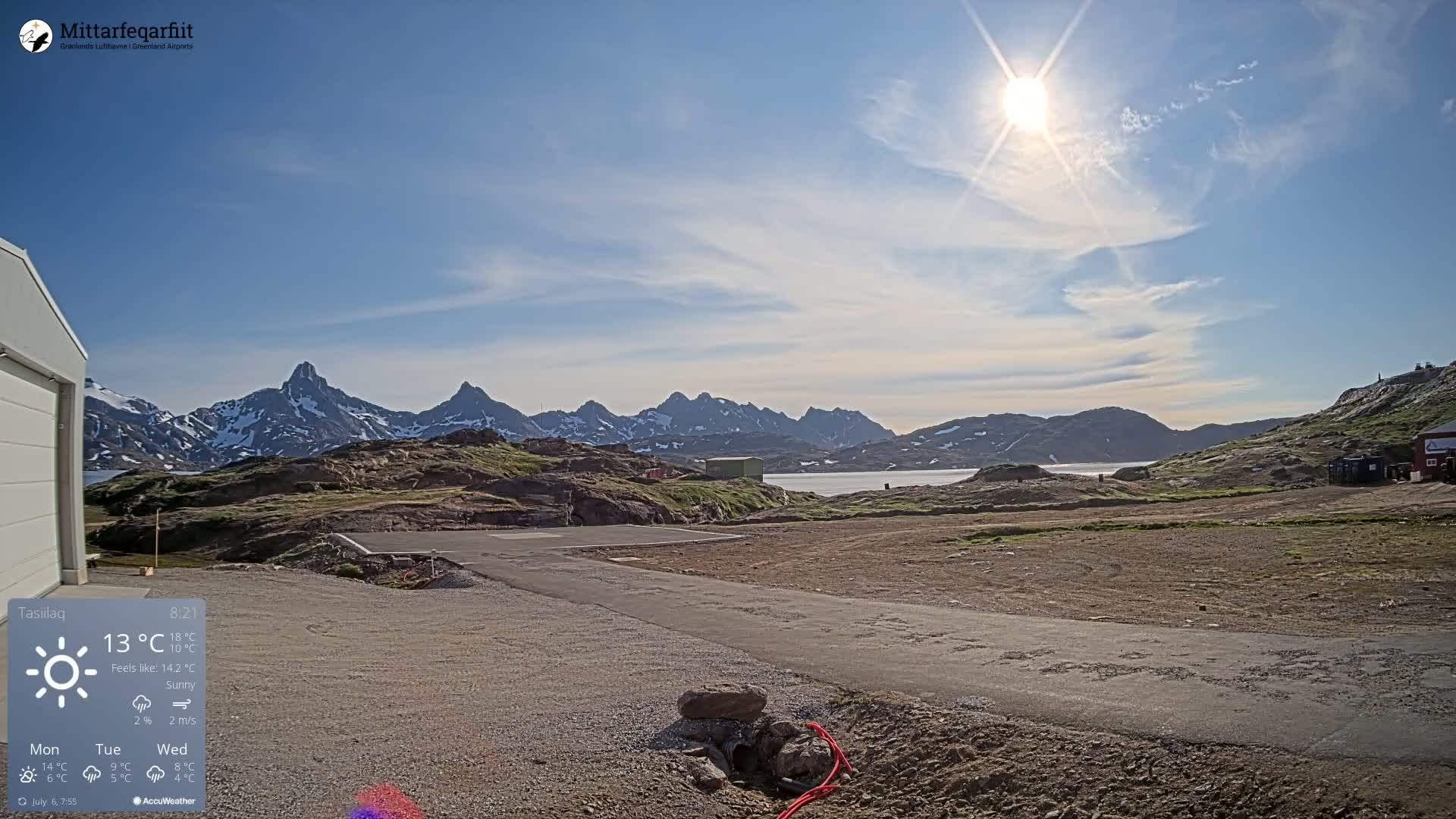 Tasiilaq Heliport Live Cam AGM / BGAM - Tasiilaq, Sermersooq, Greenland, Denmark