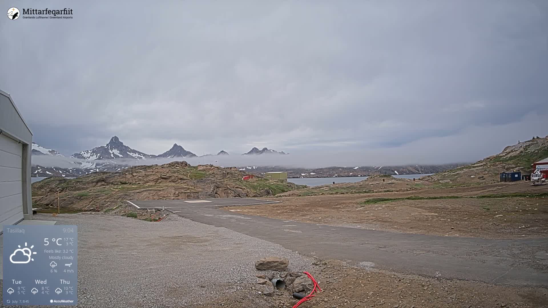 Tasiilaq Heliport Live Cam AGM / BGAM - Tasiilaq, Sermersooq, Greenland, Denmark