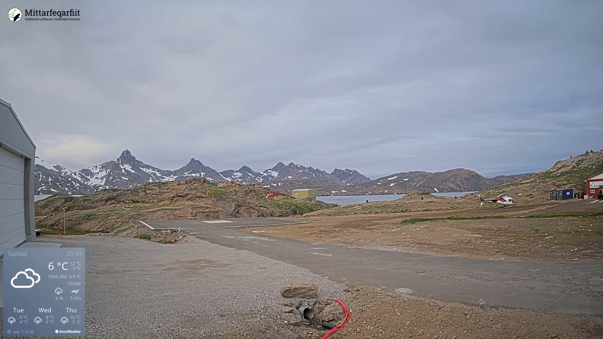 Tasiilaq Heliport Live Cam AGM / BGAM - Tasiilaq, Sermersooq, Greenland, Denmark