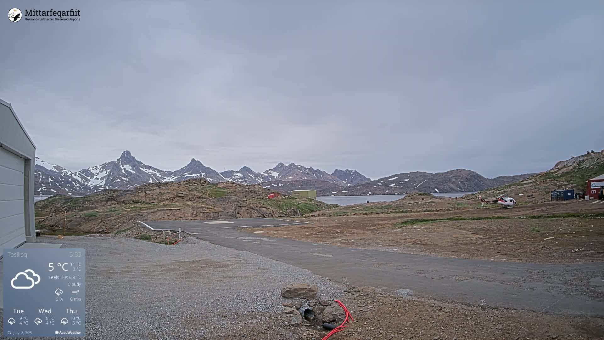 Tasiilaq Heliport Live Cam AGM / BGAM - Tasiilaq, Sermersooq, Greenland, Denmark