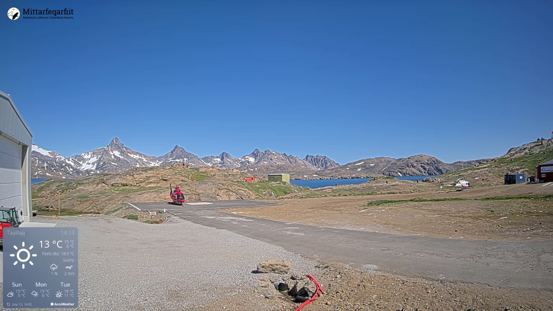 Tasiilaq Heliport Live Cam AGM / BGAM - Tasiilaq, Sermersooq, Greenland, Denmark