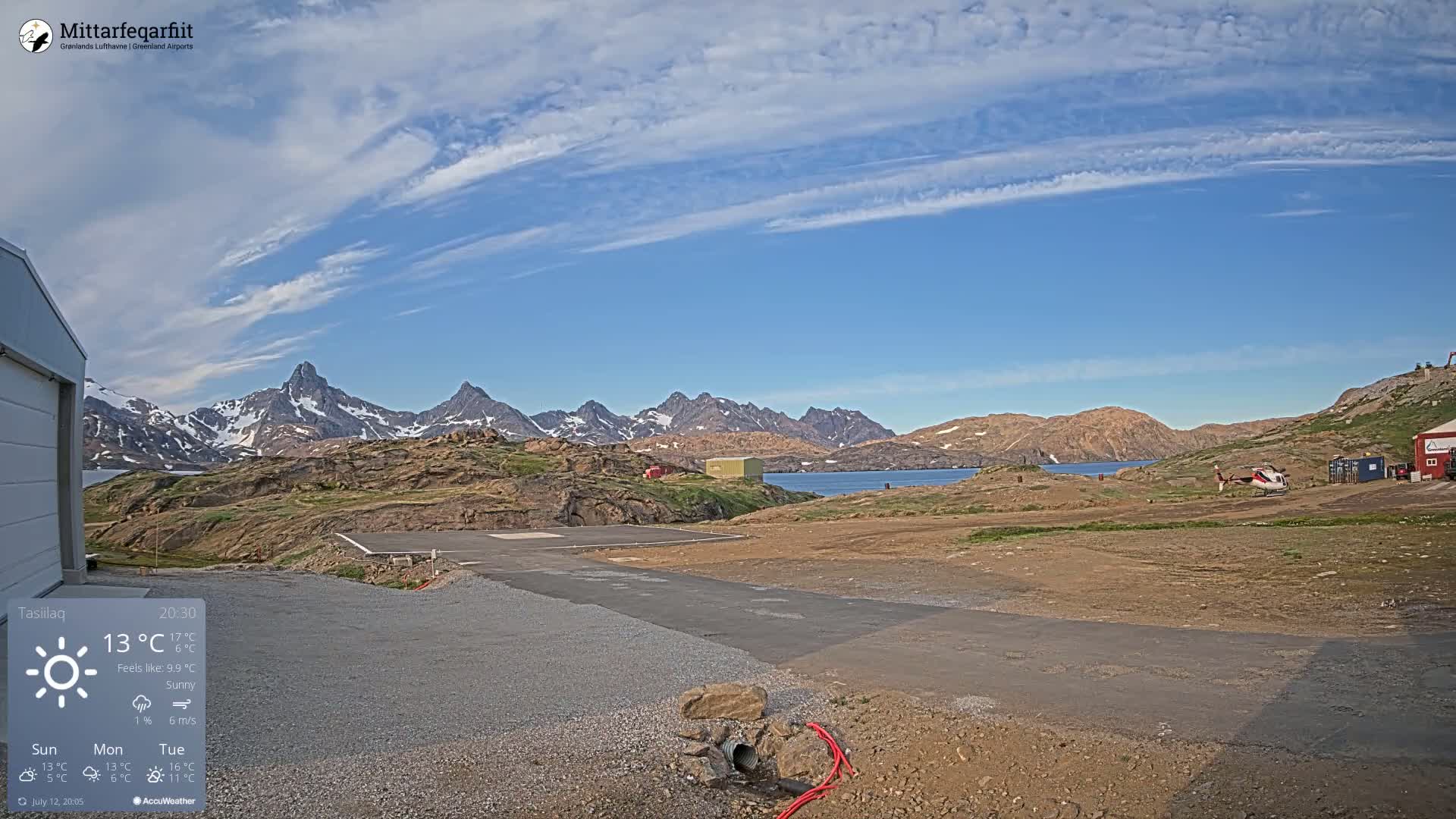 Tasiilaq Heliport Live Cam AGM / BGAM - Tasiilaq, Sermersooq, Greenland, Denmark