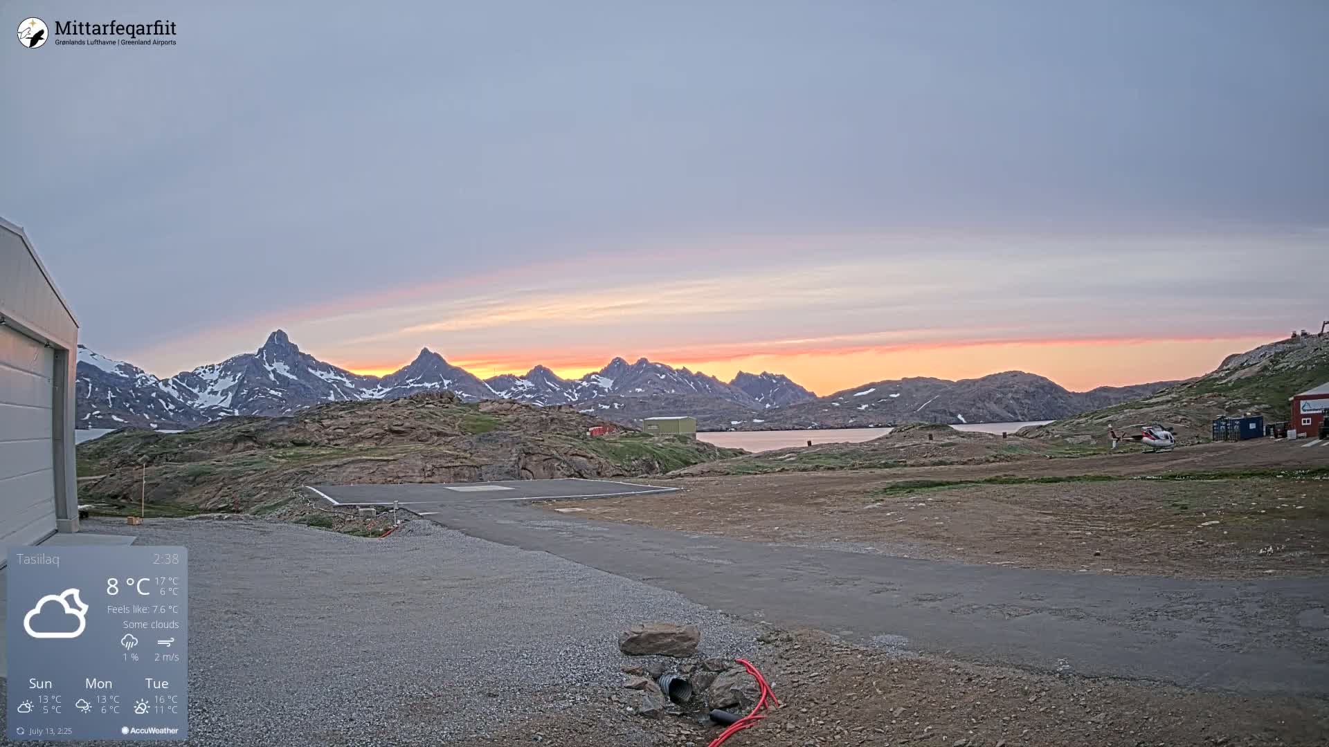 Tasiilaq Heliport Live Cam AGM / BGAM - Tasiilaq, Sermersooq, Greenland, Denmark